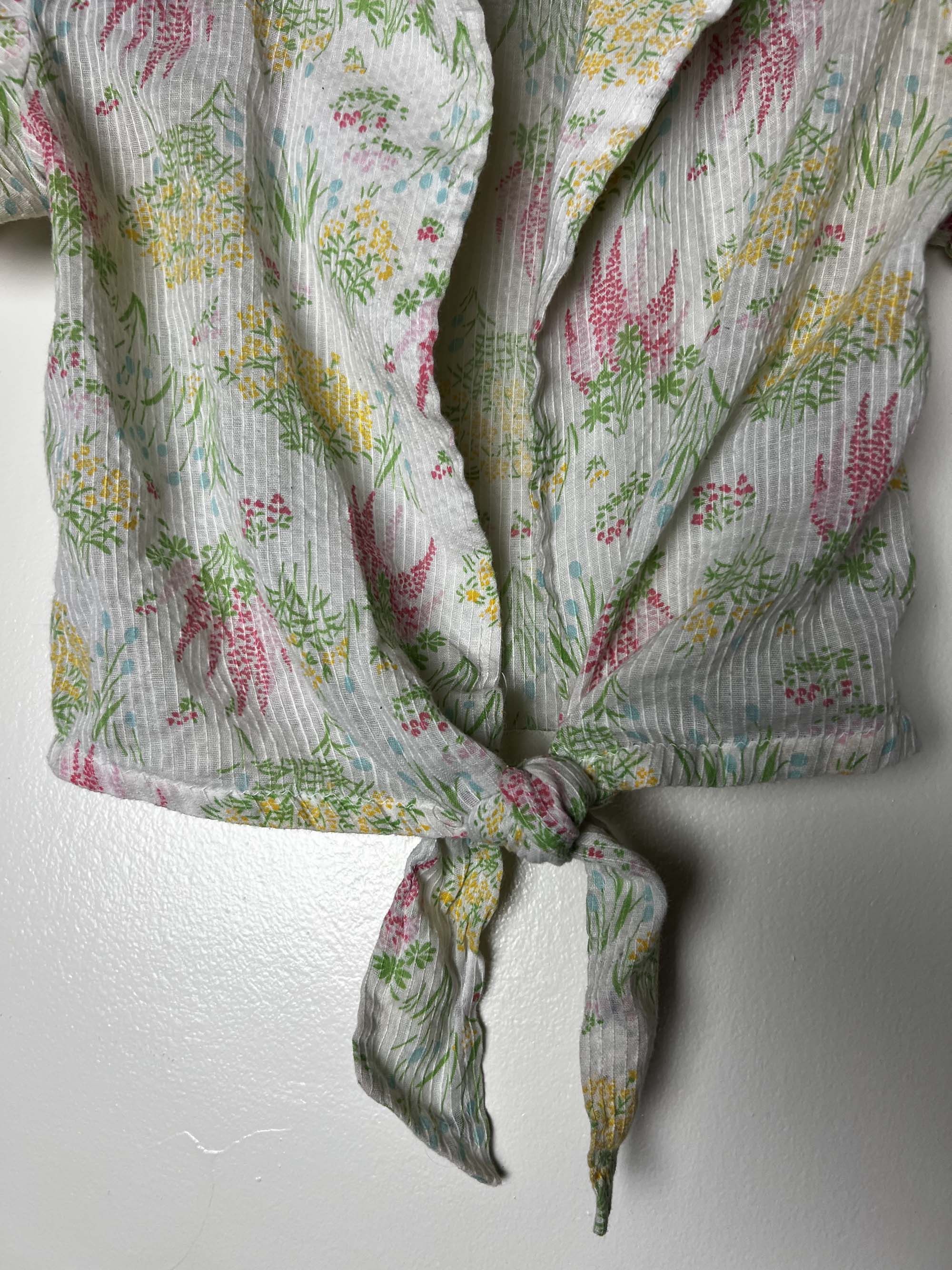 Vintage Vintage 1970's-1980's Floral Print Front Tie Crop Coverup Size S / US 4 / IT 40 - 4 Thumbnail