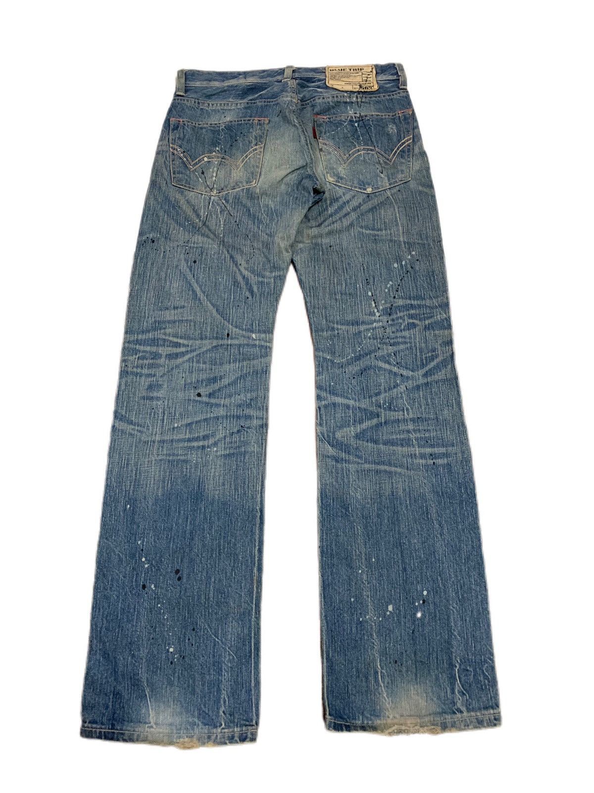 If Six Was Nine × Japanese Brand × Le Grande Bleu (L.G.B.) CRAZY DOPE DISTRESSED SPLATTER 503 EDWIN BLUE TRIP VINTAGE Size US 33 - 2 Thumbnail