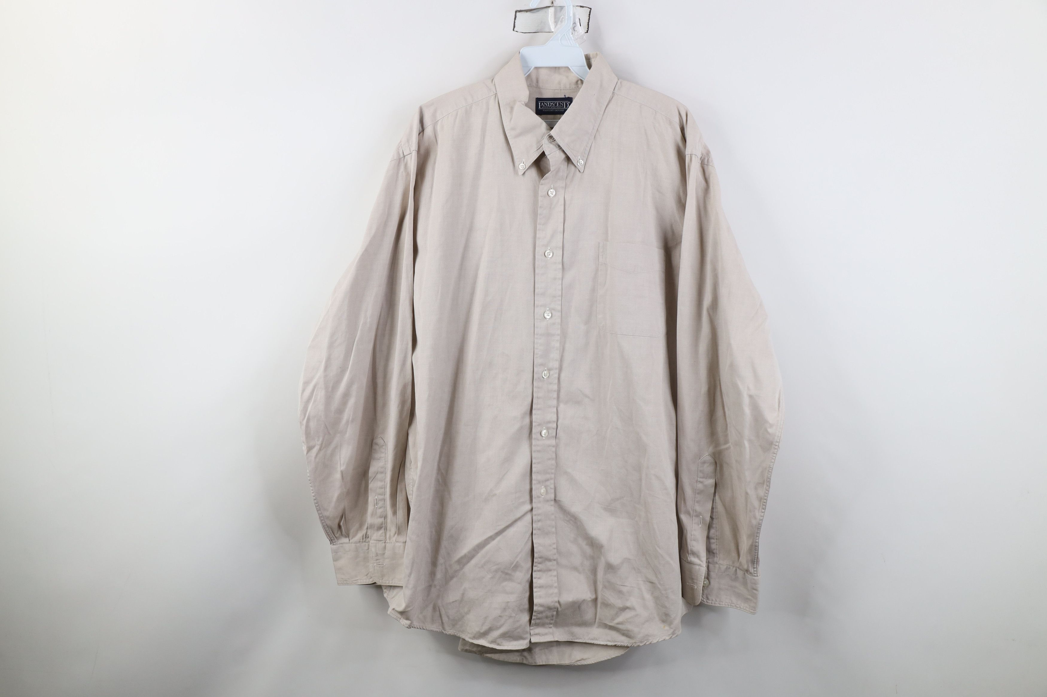 Lands' End Vintage 90s Lands End Oxford Collared Button Down Shirt Gray Size US M / EU 48-50 / 2 - 1 Thumbnail