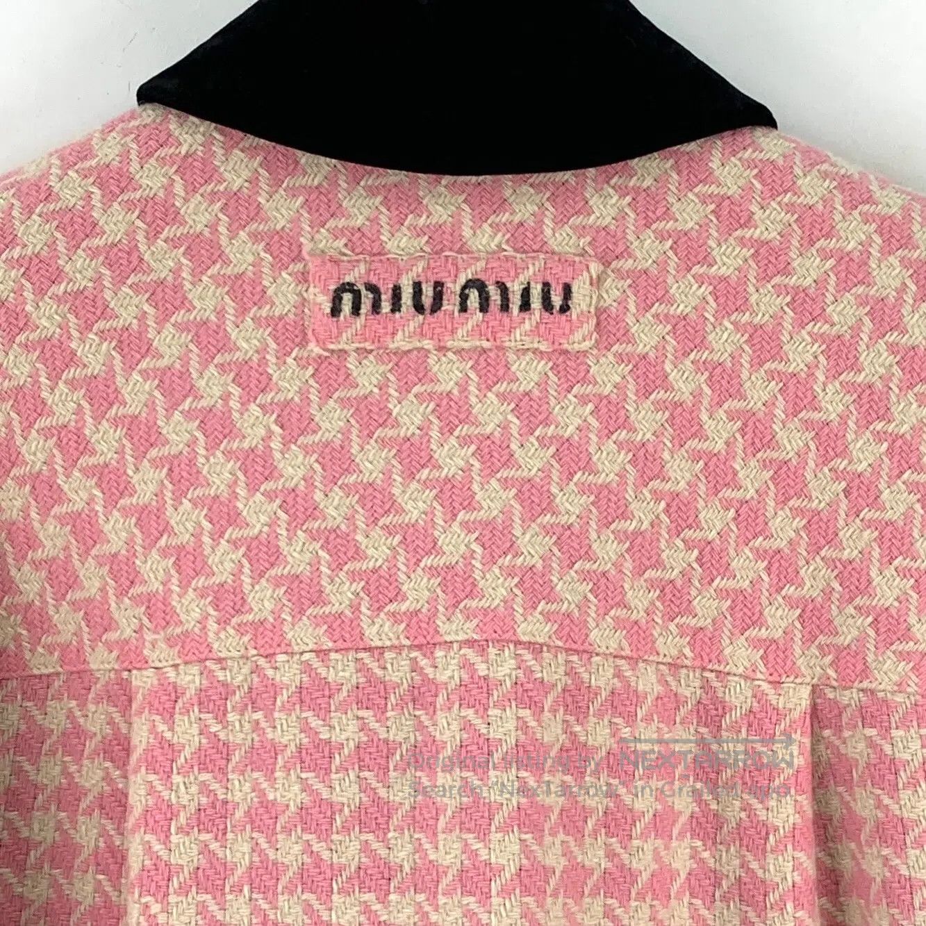Miu Miu Miu Miu Pink Houndstooth Wool Notched Collar Single-breast Size XS / US 0-2 / IT 36-38 - 5 Thumbnail