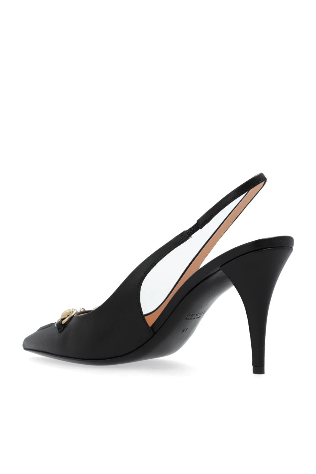 Gucci GUCCI Horsebit Black Leather 85mm Slingback Pumps Size US 10 / IT 40 - 2 Thumbnail