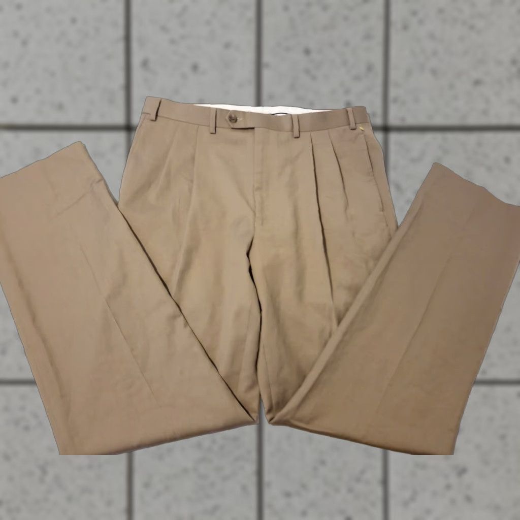 Polo Ralph Lauren Polo Ralph Lauren Pants Dress Pants 36x34 Khaki Beige Straight Front Wool Cotton Mens Slack Chino Trousers Size US M / EU 48-50 / 2 - 1 Thumbnail