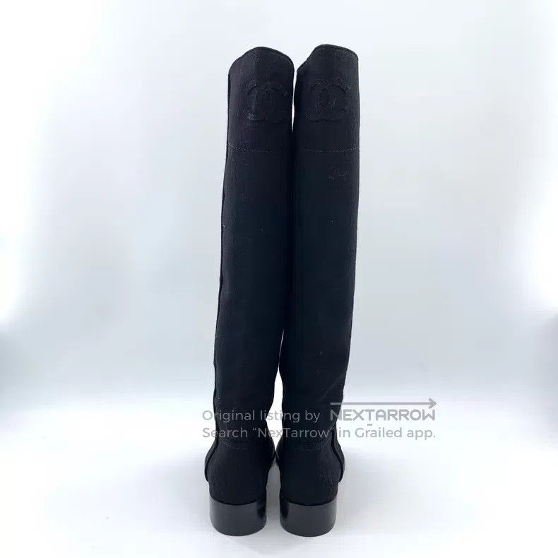 Chanel Chanel Black round toe suede casual flat high boots Size US 7.5 / IT 37.5 - 4 Thumbnail