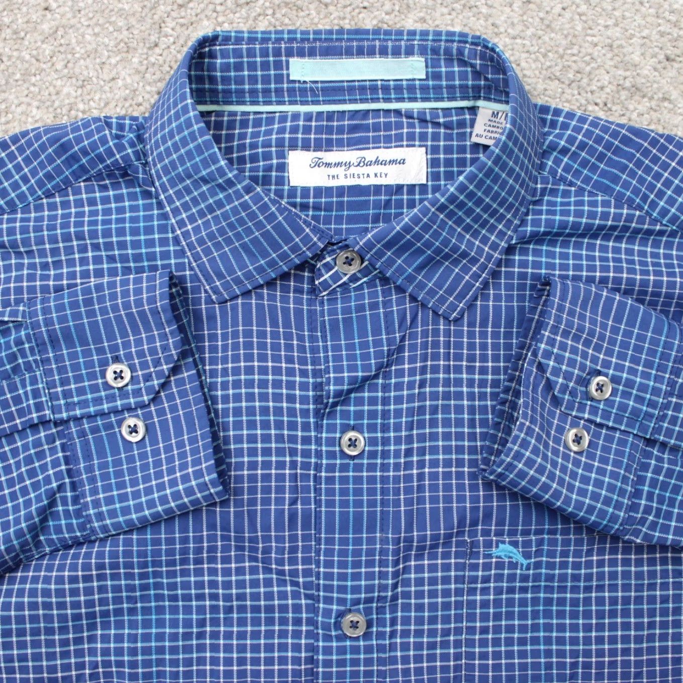 Tommy Bahama Tommy Bahama Shirt Mens Medium Blue Siesta Key Nylon Stretch Long Sleeve Vented Shirt Size US M / EU 48-50 / 2 - 2 Thumbnail