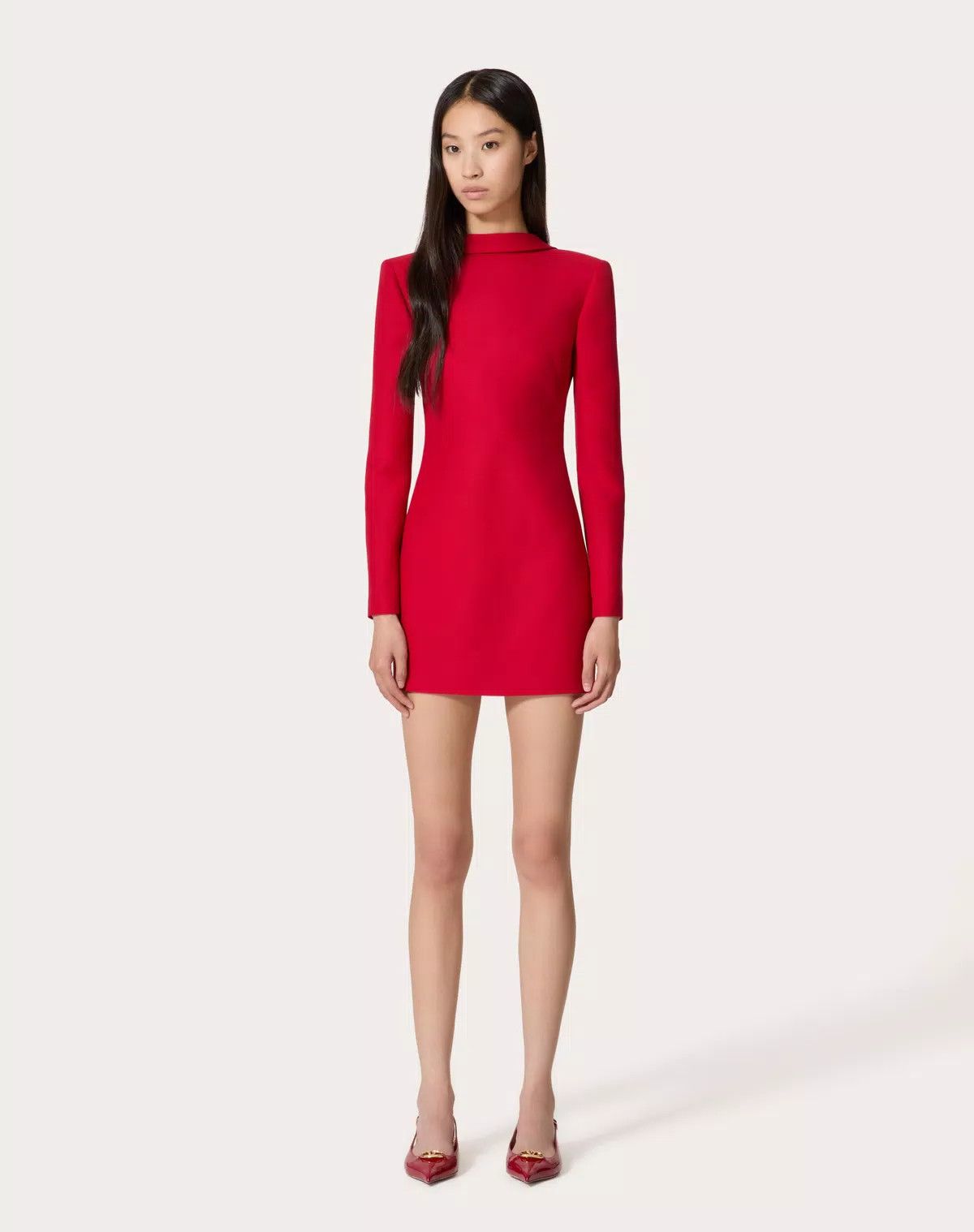 Valentino o1s1wg110426 Crepe Couture Short Dress in Red Size S / US 4 / IT 40 - 5 Thumbnail