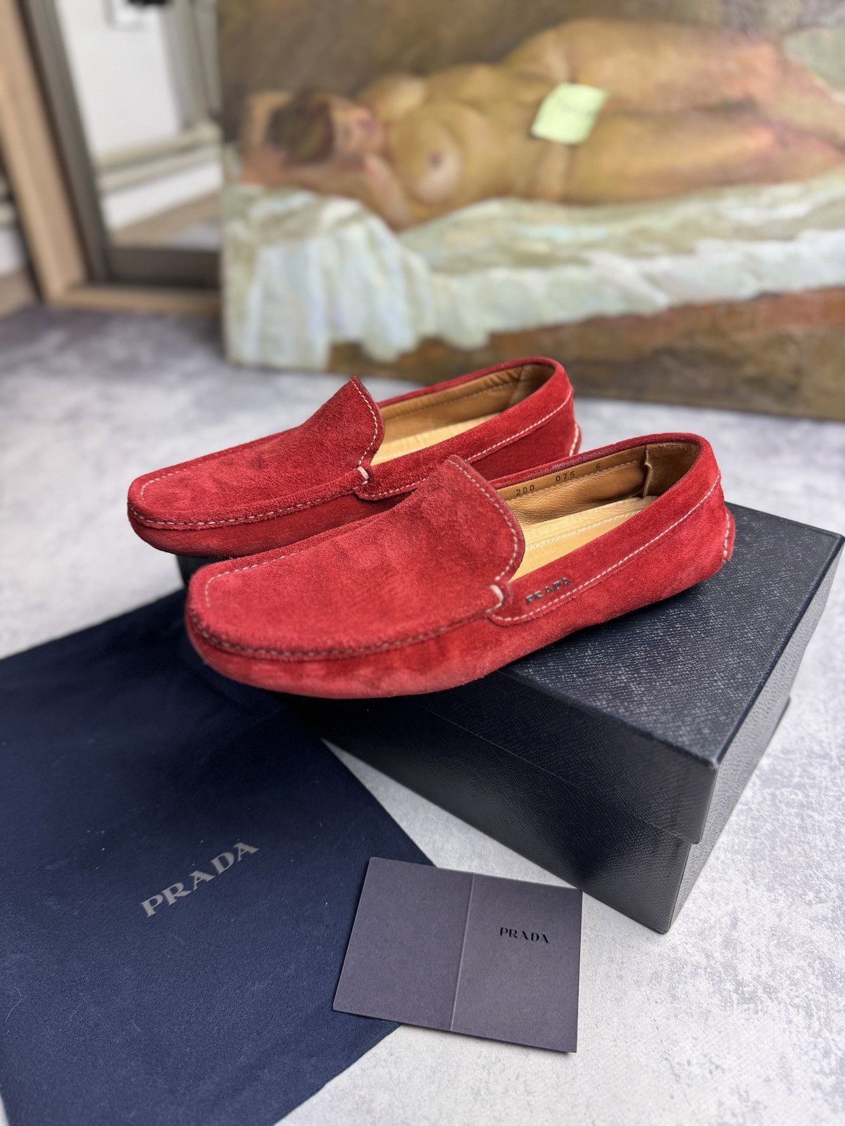 Prada Suede Leather Luxury Classic Formal Loafers Shoes
