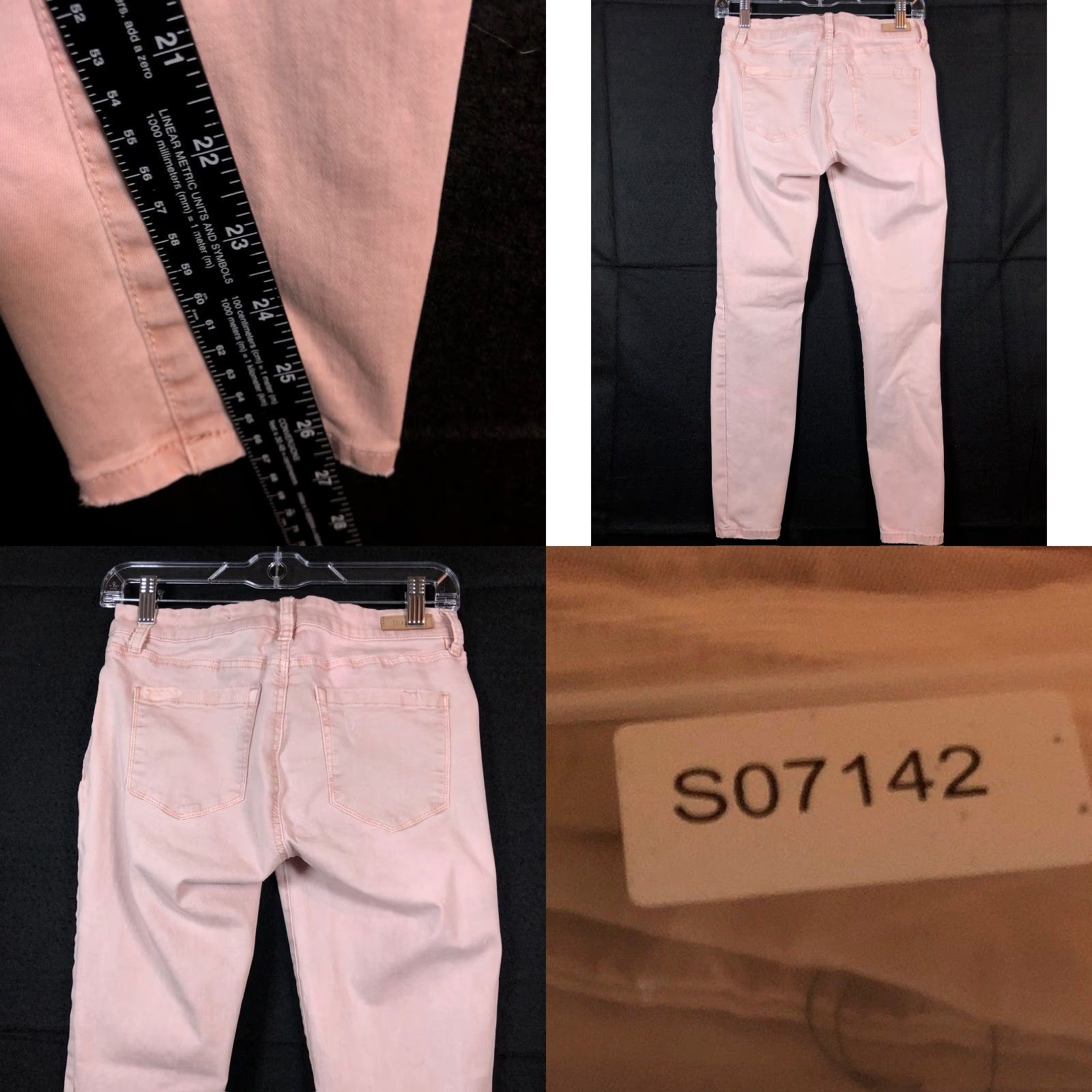 Vintage Blank NYC Jeans Pink Denim Low Rise Skinny Fit Distressed Stretch 26 Women, Regular, 5-Pocket, Cotton Spandex, Inseam 26.5 in, Size 26 Size 26" / US 2 / IT 38 - 8 Thumbnail