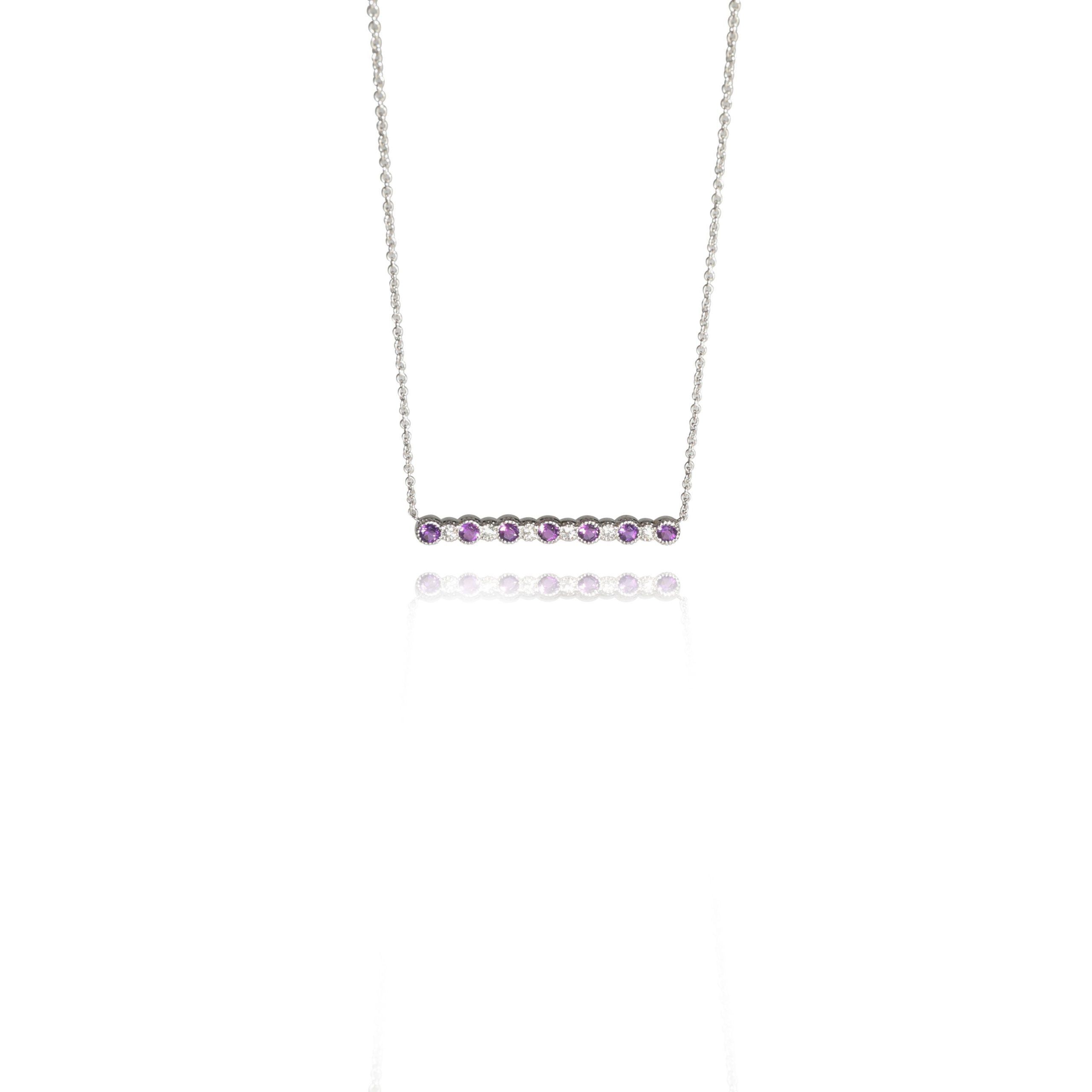 image of Tiffany Co 14K White Gold My Story Diamond & Amethyst Pendant, .07 Ctw, Women's