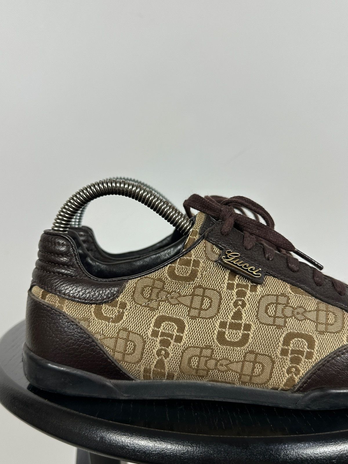 Gucci Gucci GG Monogram Leather/Canvas Lace Up Low Sneakers Size US 6 / IT 36 - 16 Thumbnail