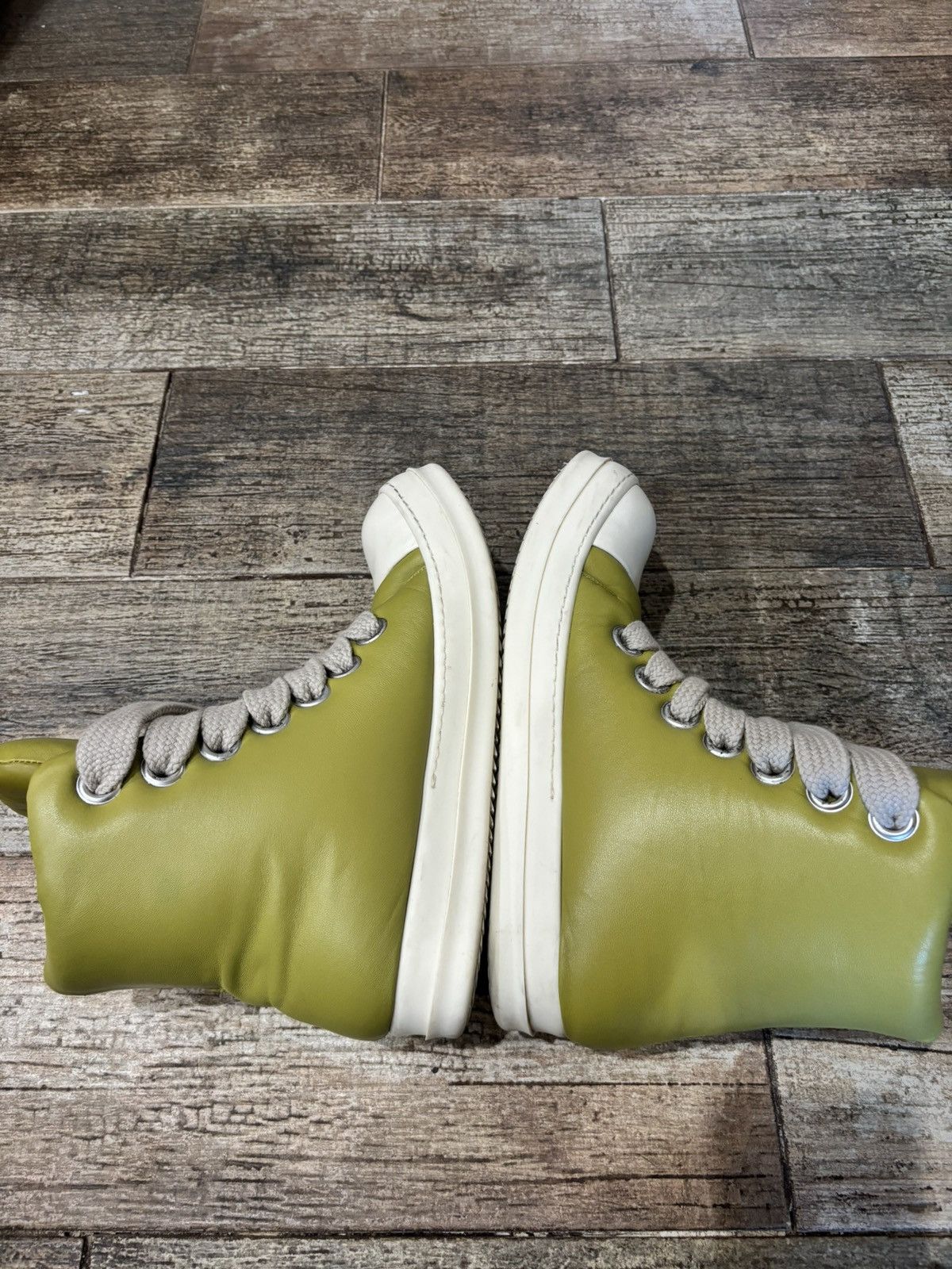 Rick Owens Lime Padded Leather Ramones High Size US 10 / EU 43 - 2 Thumbnail
