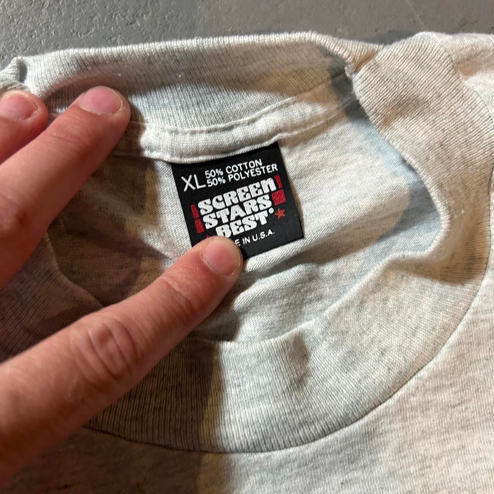 Hanes 90s grey screen stars columbus shirt Size US XL / EU 56 / 4 - 8 Thumbnail