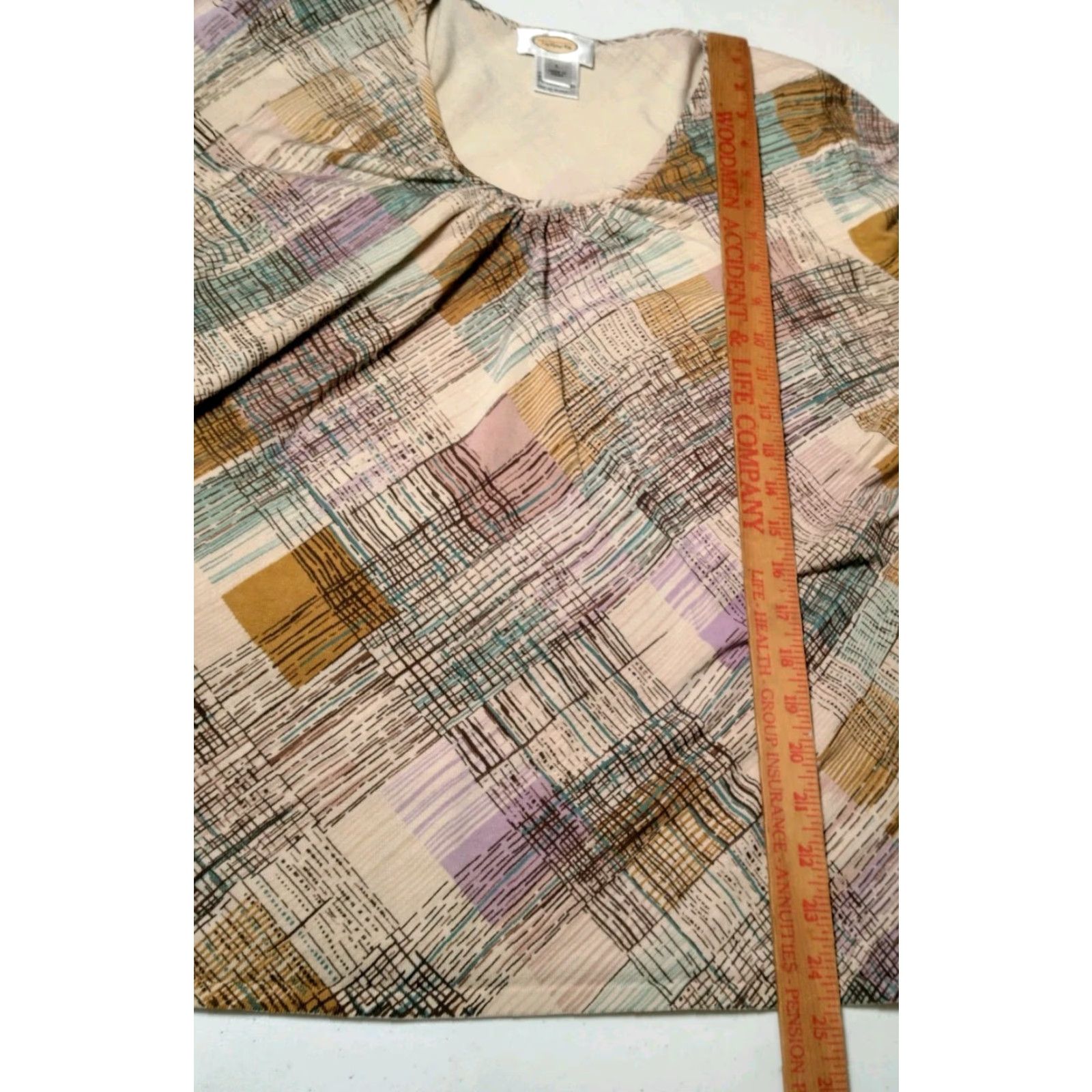 Talbots VINTAGE Talbots Knit Top Women Large Plaid Beige Long Sleeve Casual Fall Spring Winter Size L / US 10 / IT 46 - 5 Thumbnail