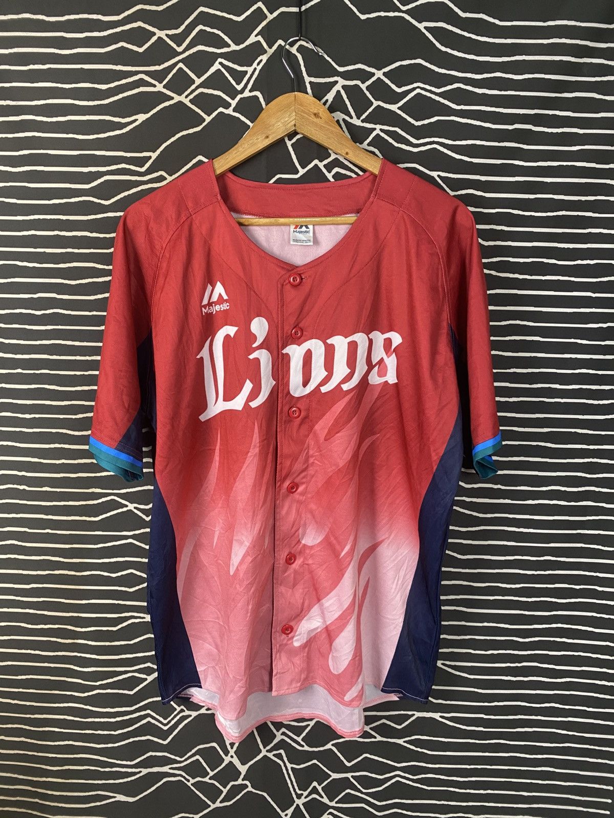 Majestic Majestic Seibu Lions Japan NPB "Enjishi" Flame Red Jersey Size US L / EU 52-54 / 3 - 1 Thumbnail