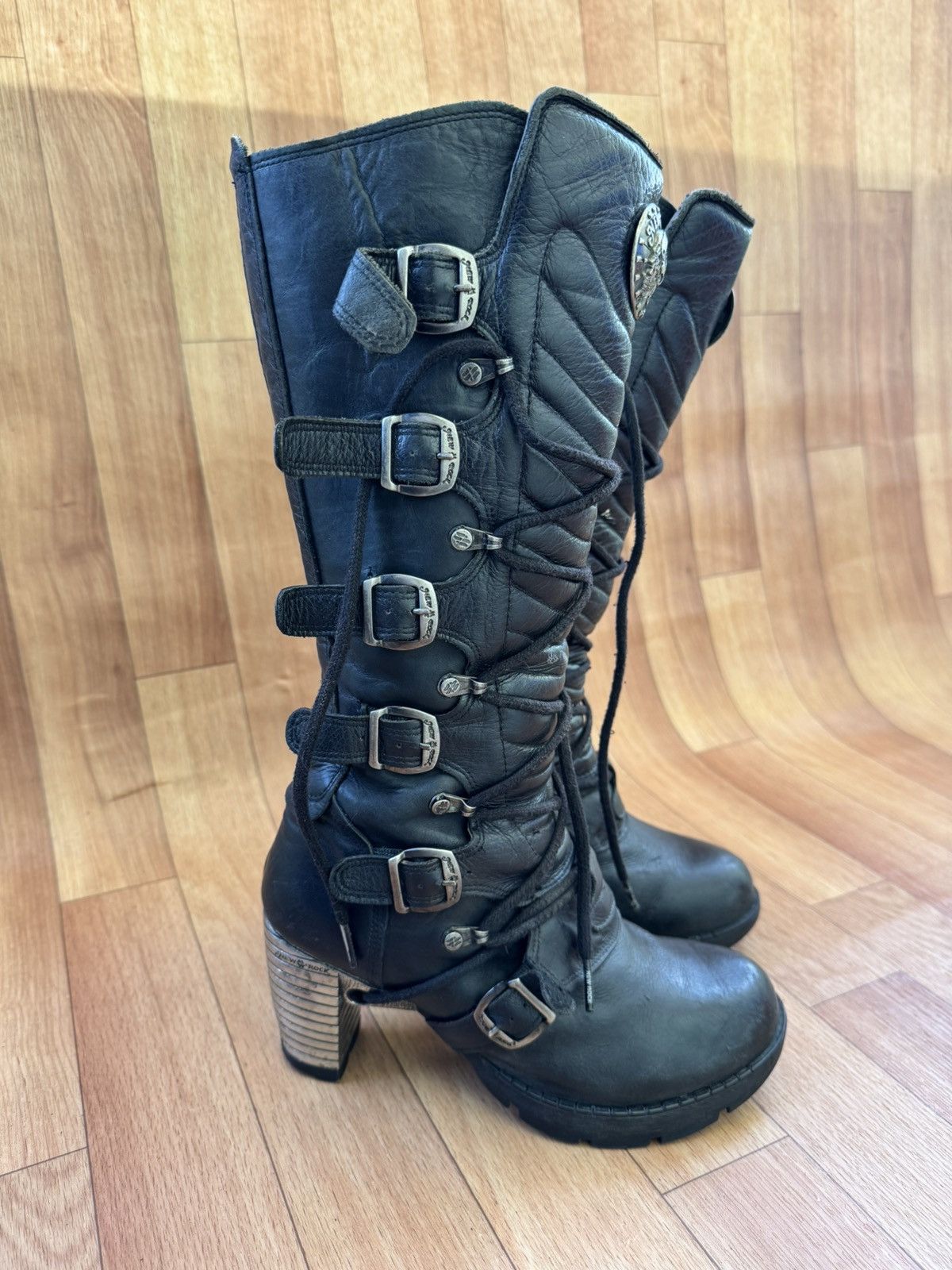 New Rock 🔥 Y2K New Rock Black leather Skull boots Size US 8 / IT 38 - 1 Thumbnail