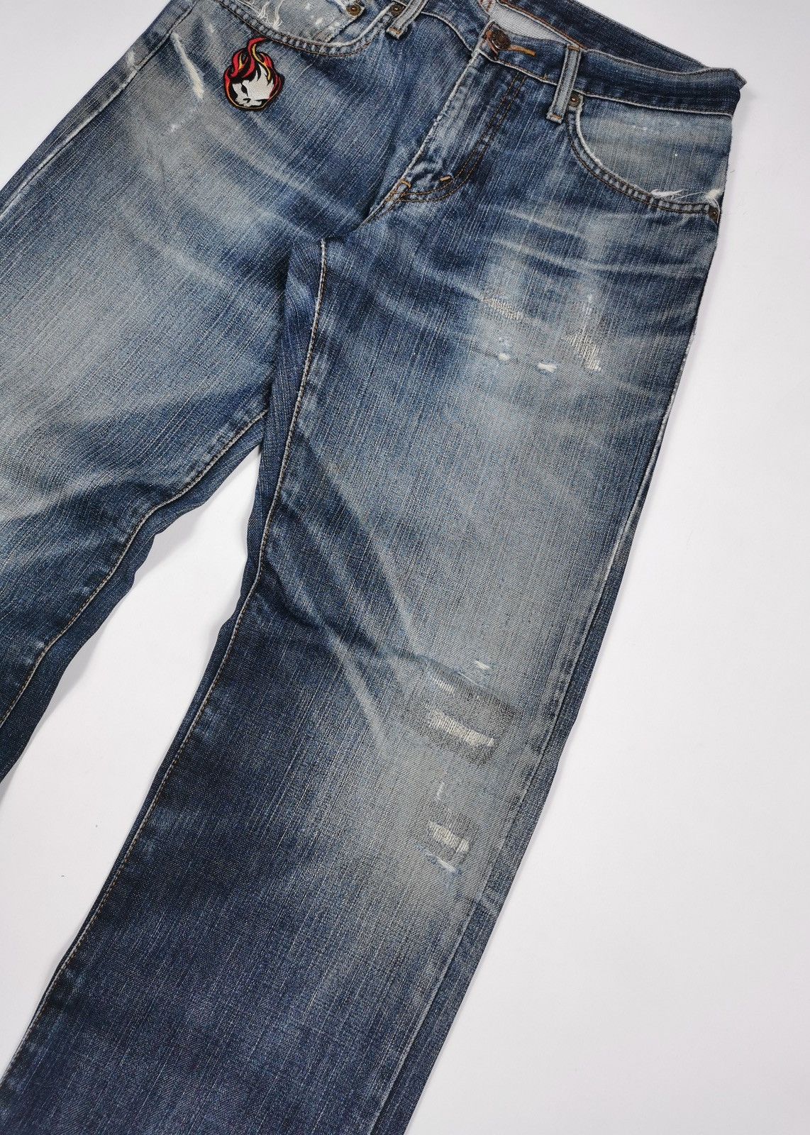 Edwin Skull patches Edwin 503 Distressed Jeans Size US 31 - 3 Thumbnail