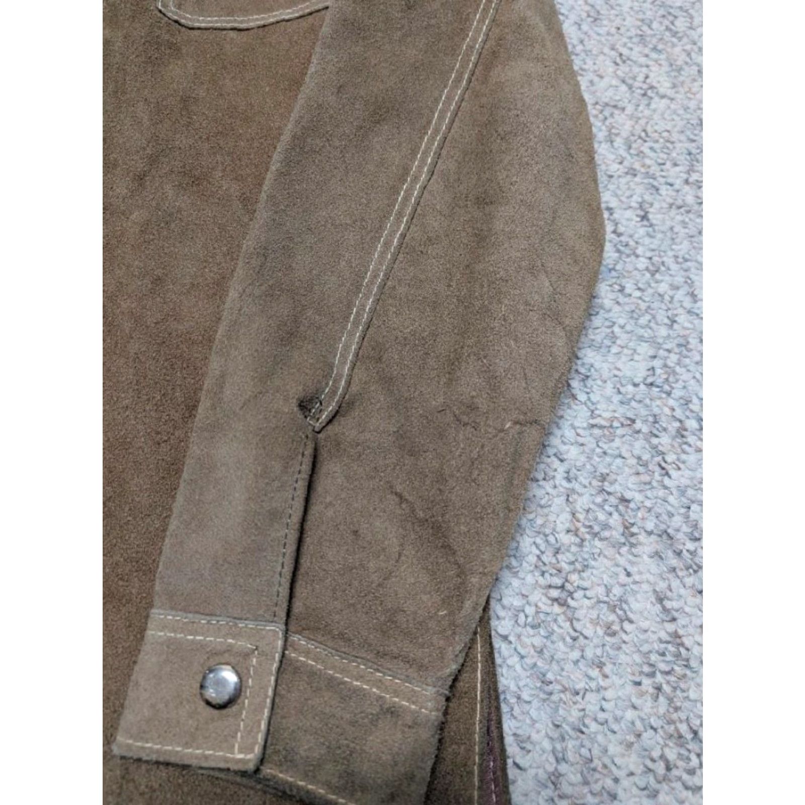 Vintage VINTAGE brown split suede cowhide leather M jacket Western Trucker Mens 40-42 1970s Size US M / EU 48-50 / 2 - 7 Thumbnail