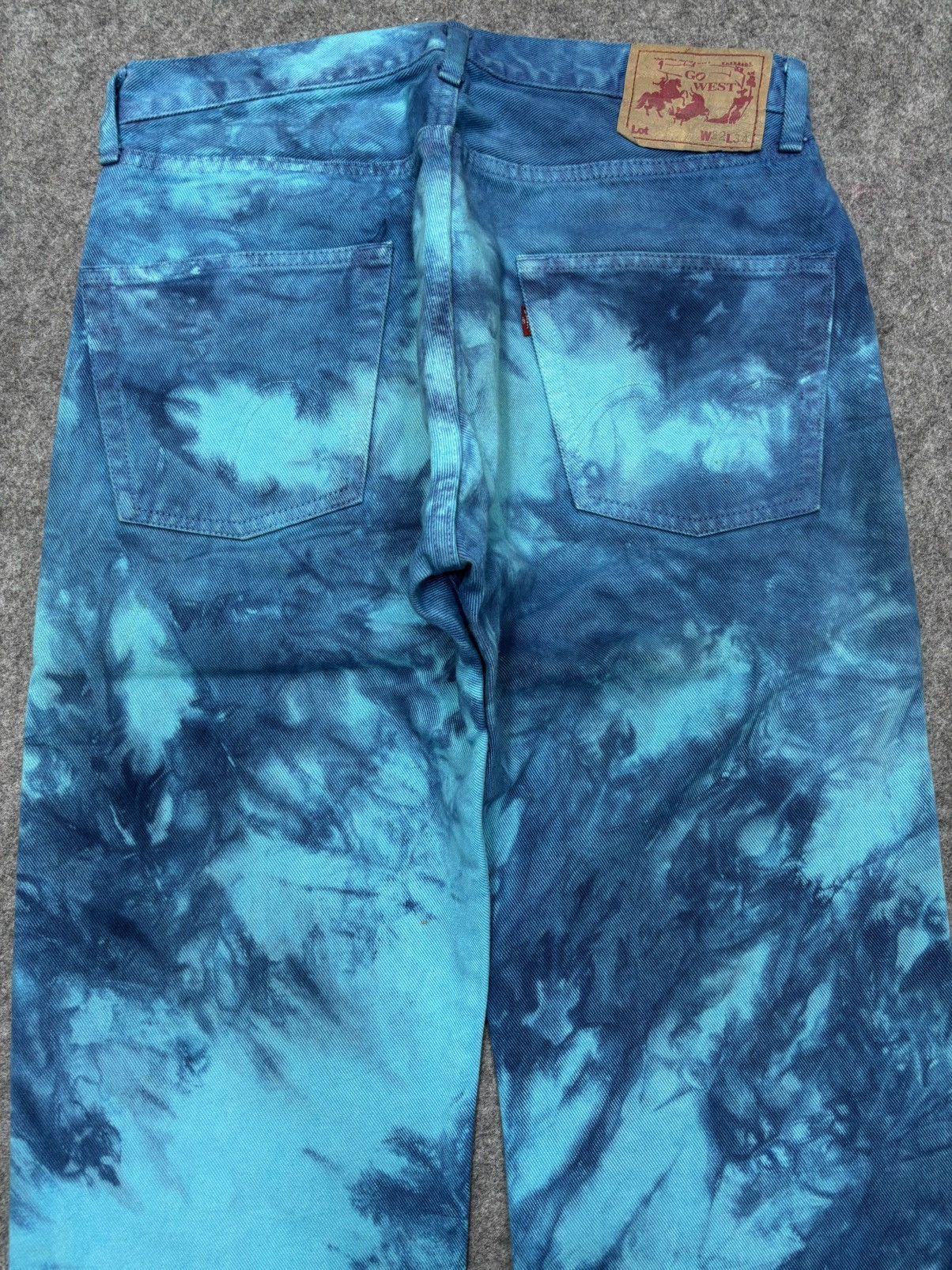 Designer 💥Vintage GO WEST Very Rare Tye Dye Sick Floral Denim F674 Size US 31 - 18 Thumbnail