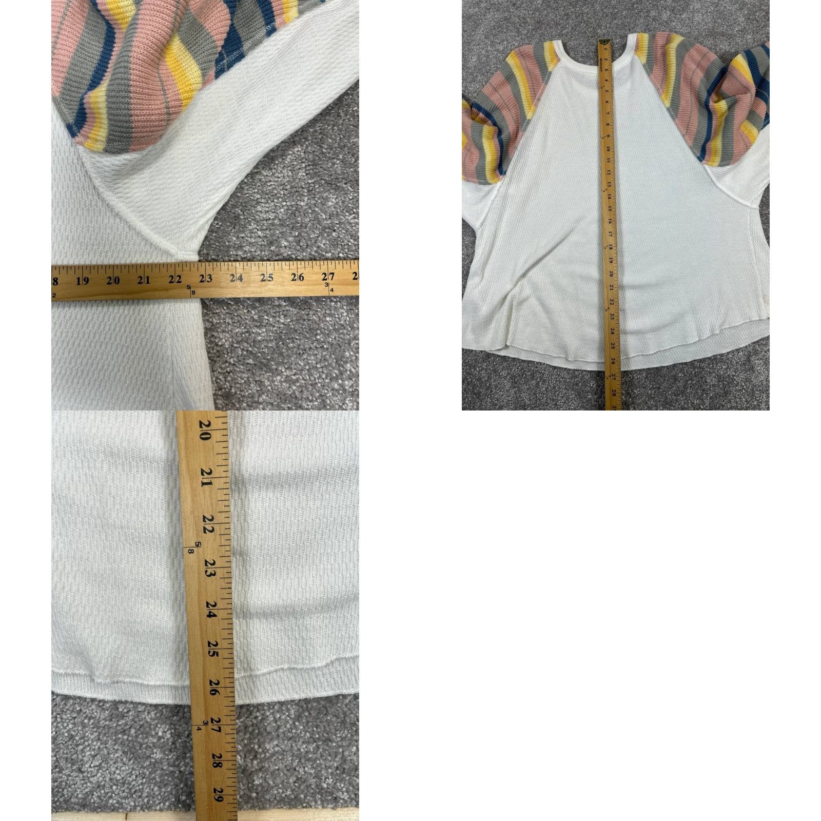 Free People Free People Sweater Shirt Womens S White Pink Yellow Blue Cotton Knit Pullover Casual Knit Sweatshirt 90s Womens? Size S / US 4 / IT 40 - 8 Thumbnail
