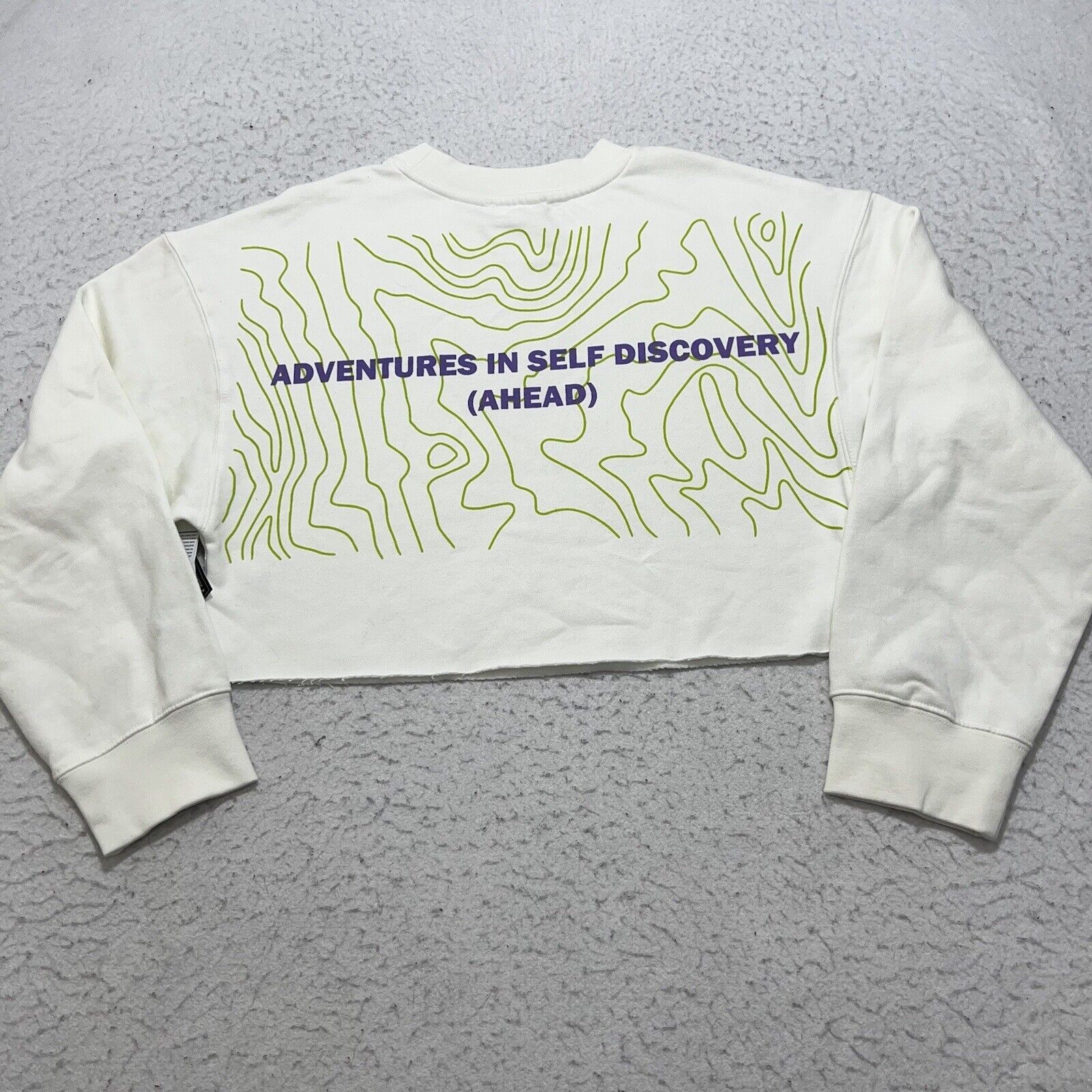 Nordstrom BP Cropped Crewneck Fleece Sweatshirt Ivory Self Discovery Size XS / US 0-2 / IT 36-38 - 1 Thumbnail