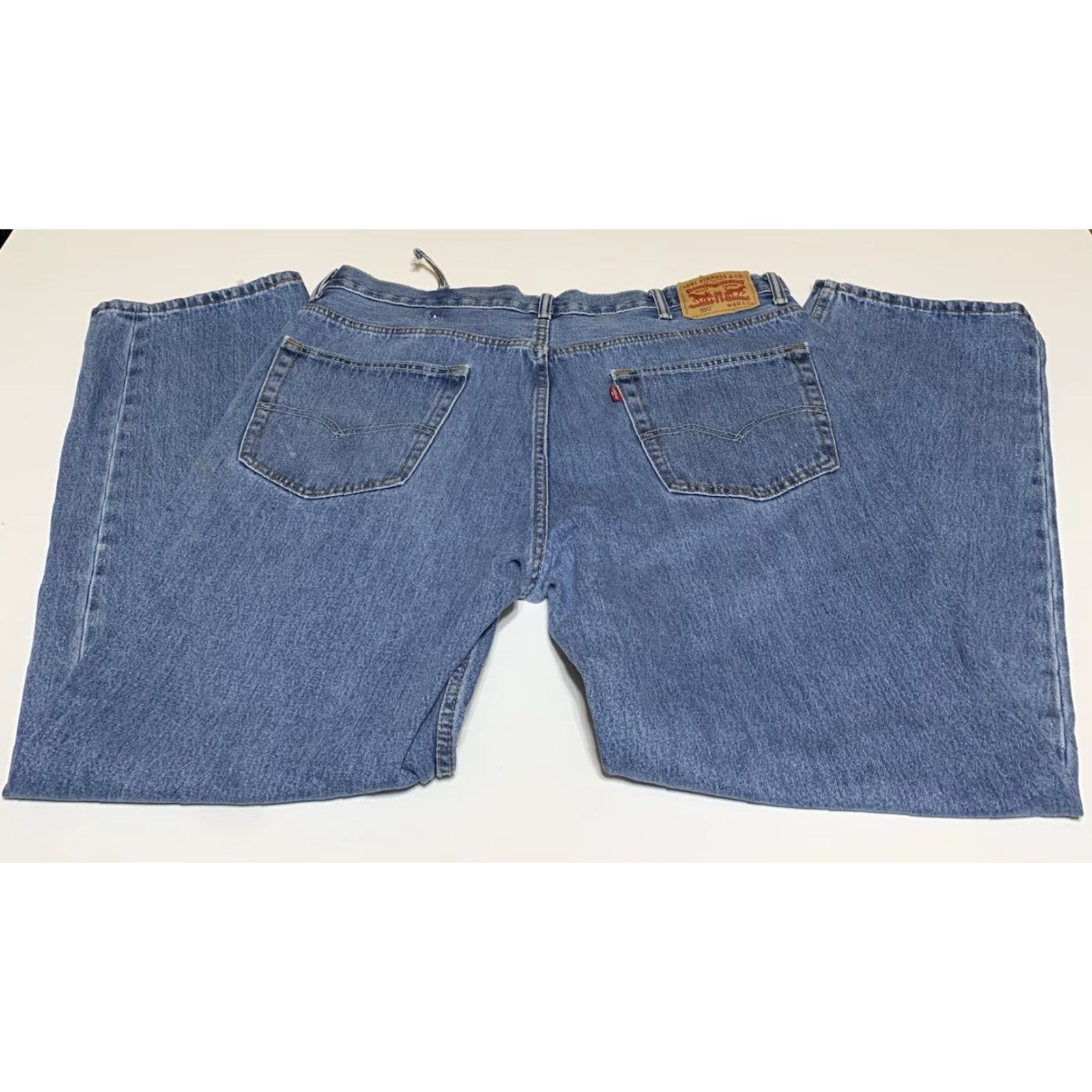 Levi's VINTAGE Levi's 550 Jeans Distressed Relaxed Fit Men 40x32 Straight Denim Cotton Blue 550 Series Mens Jeans Size US 40 / EU 56 - 2 Thumbnail