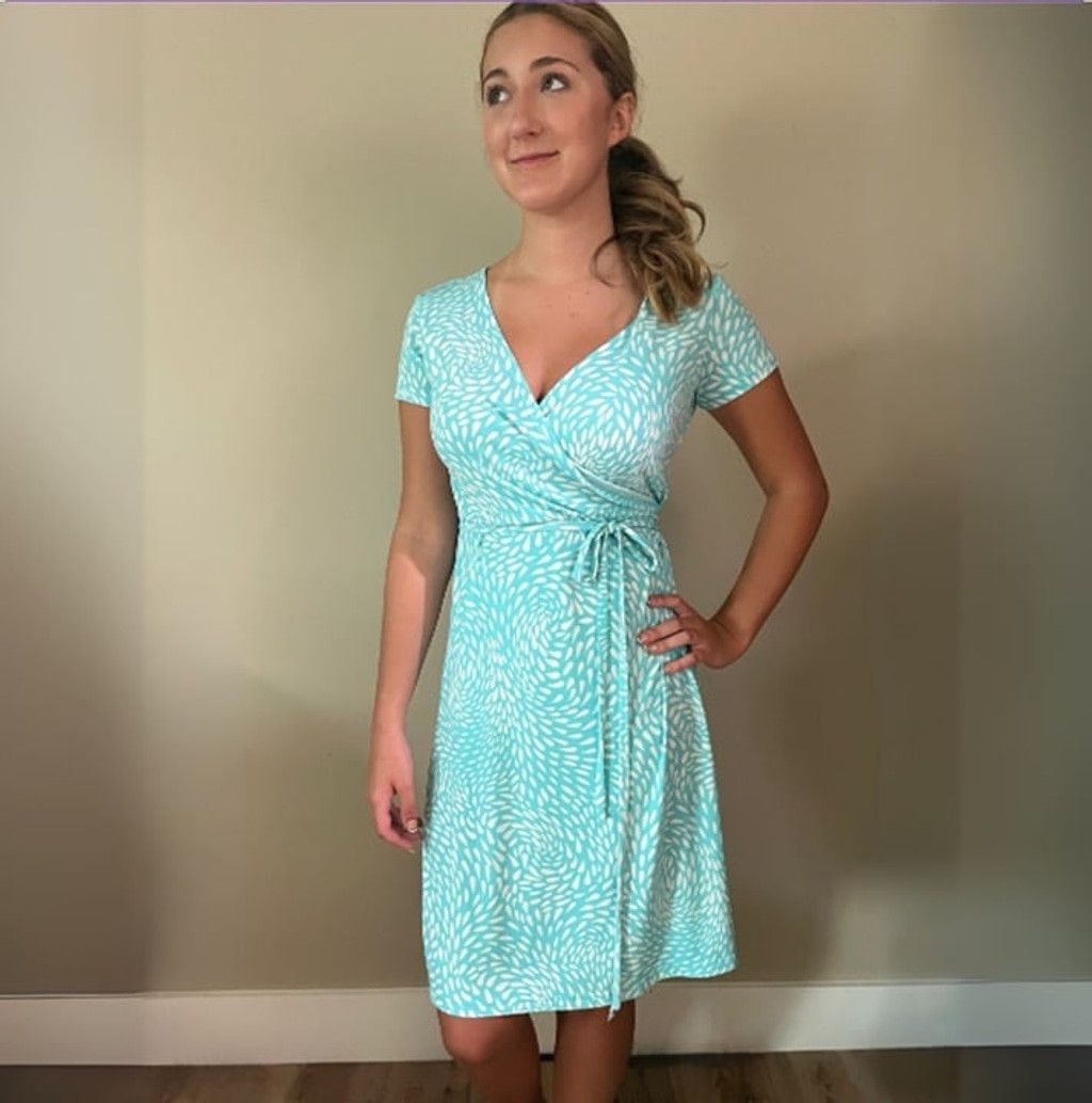 Vintage Y2K Aqua Blue Summer Raindrop Wrap Dress by Attention sz XS Size XS / US 0-2 / IT 36-38 - 1 Thumbnail