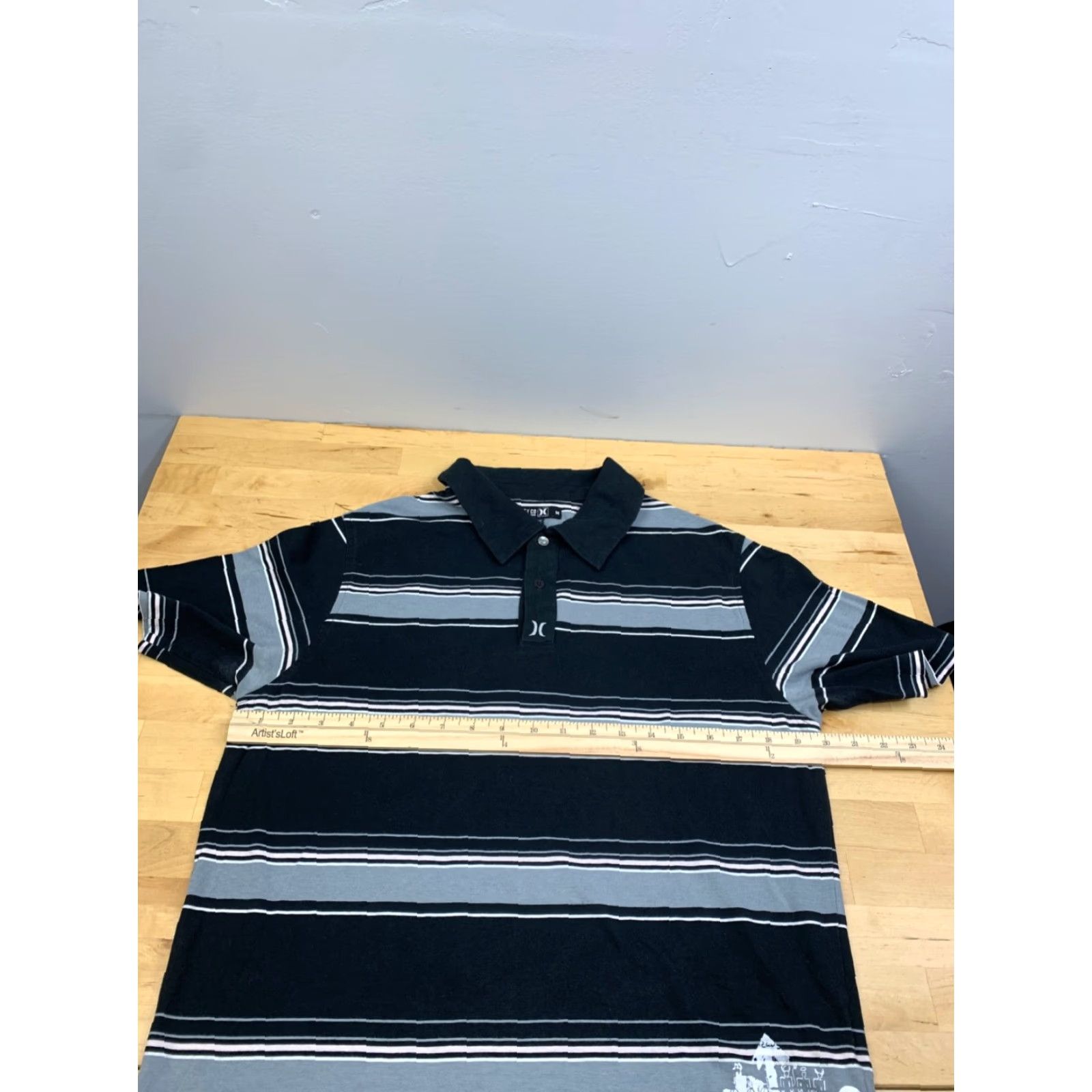 Hurley Hurley Polo Shirt Mens M Black Striped Y2K Casual Short Sleeve Beach Surf 12316 Size US M / EU 48-50 / 2 - 6 Thumbnail