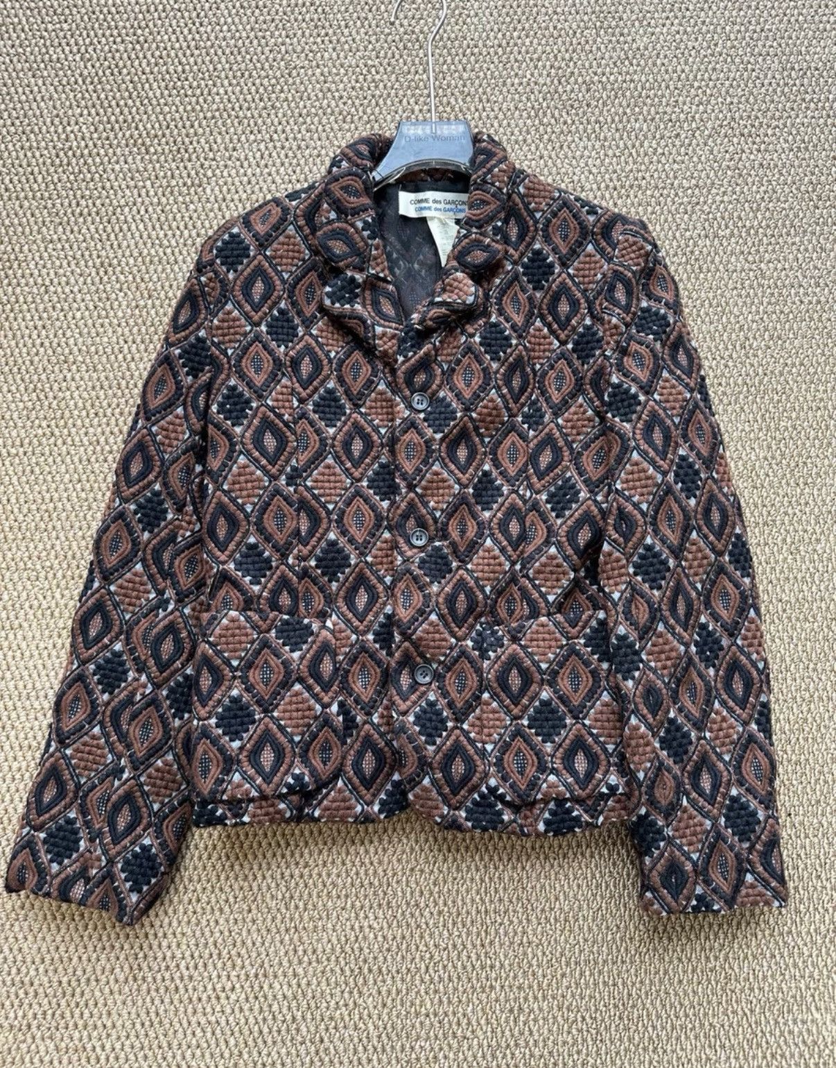 Comme des Garcons Comme des Garçons Vintage Geometric Jacquard Short Coat K23 Size S / US 4 / IT 40 - 1 Thumbnail