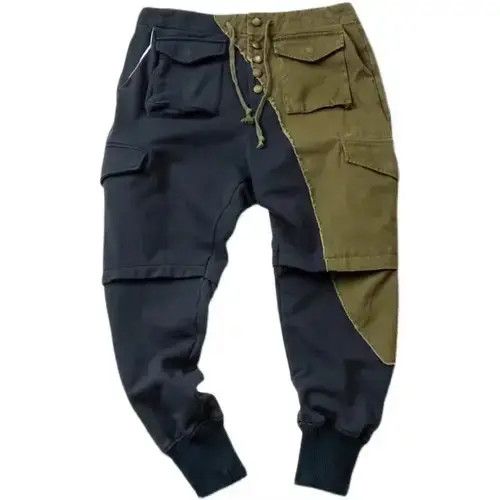 Jean 21AW Tokyo Union Navy Blue Green Patchwork Jogger Pants Size US 32 / EU 48 - 2 Thumbnail