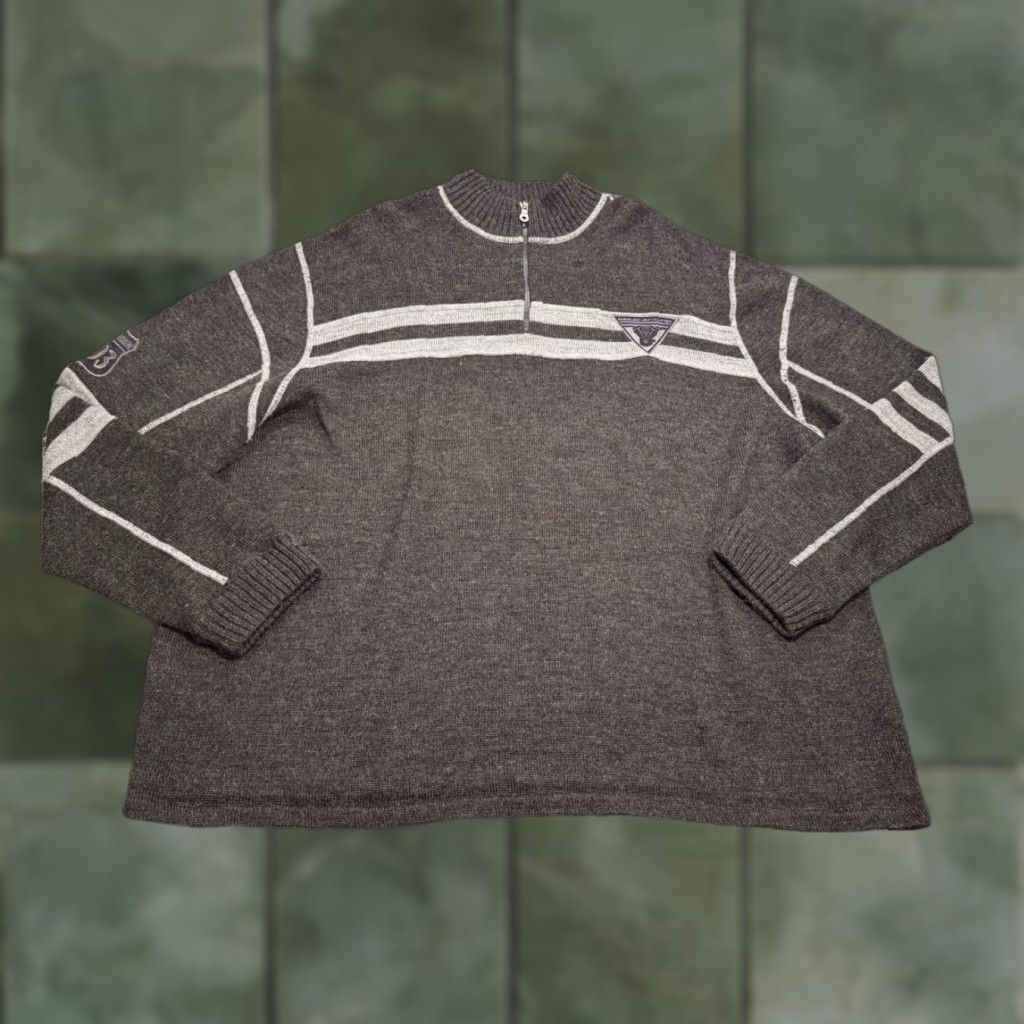 Harley Davidson Harley-Davidson 1/4 Zip Pullover Wool Blend Sweater Logo Striped Gray XXL Men Size US XXL / EU 58 / 5 - 1 Thumbnail