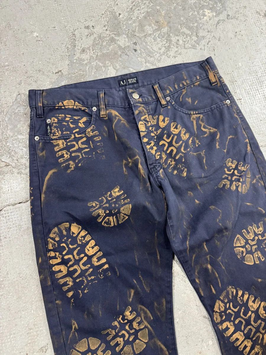Armani 2000s Armani Navy & Orange Footprint Large Pants Size US 33 - 7 Thumbnail