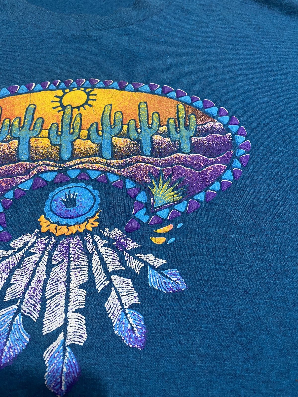 Other Vintage turquise mexican cactus cowboy art tee 90s Size US XL / EU 56 / 4 - 4 Thumbnail