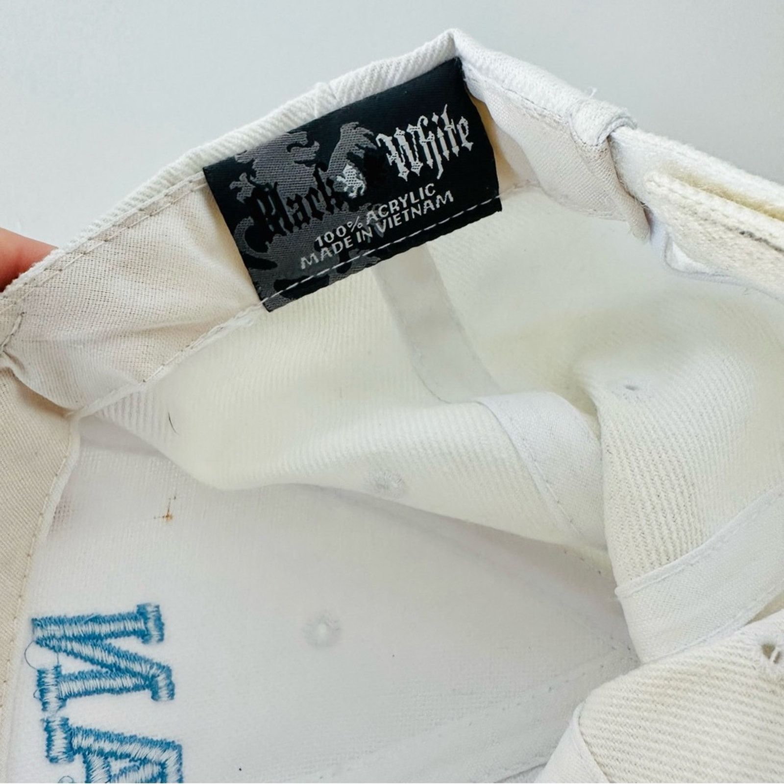 Vintage VINTAGE White Blue Nolan Stitched Adjustable Baseball Hat Size ONE SIZE - 8 Thumbnail
