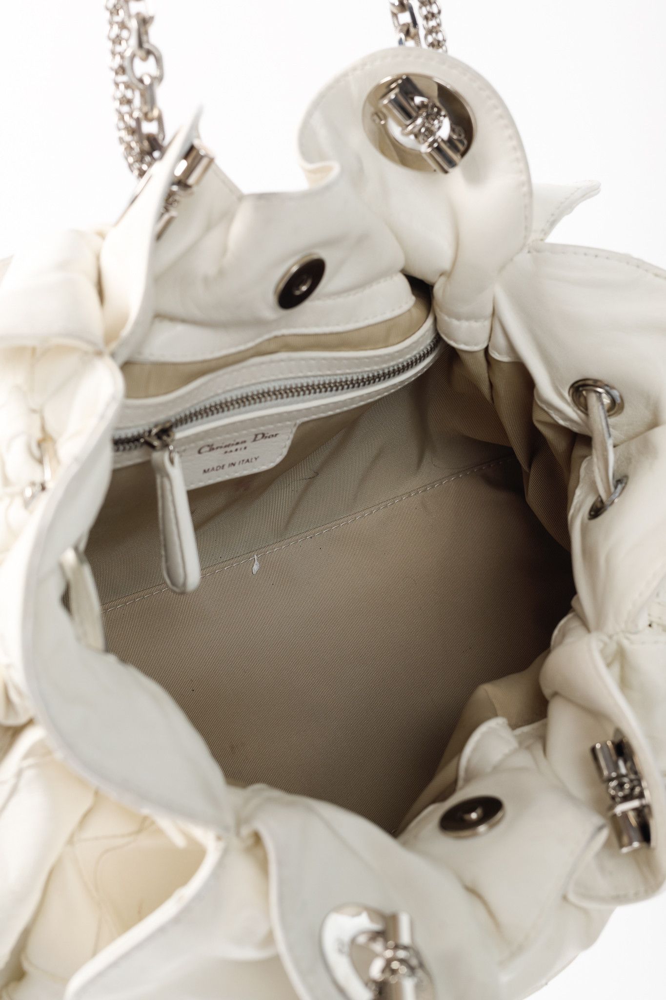 Dior Christian Dior Le Trente White Cannage Leather Ruffle Tote Size ONE SIZE - 11 Thumbnail