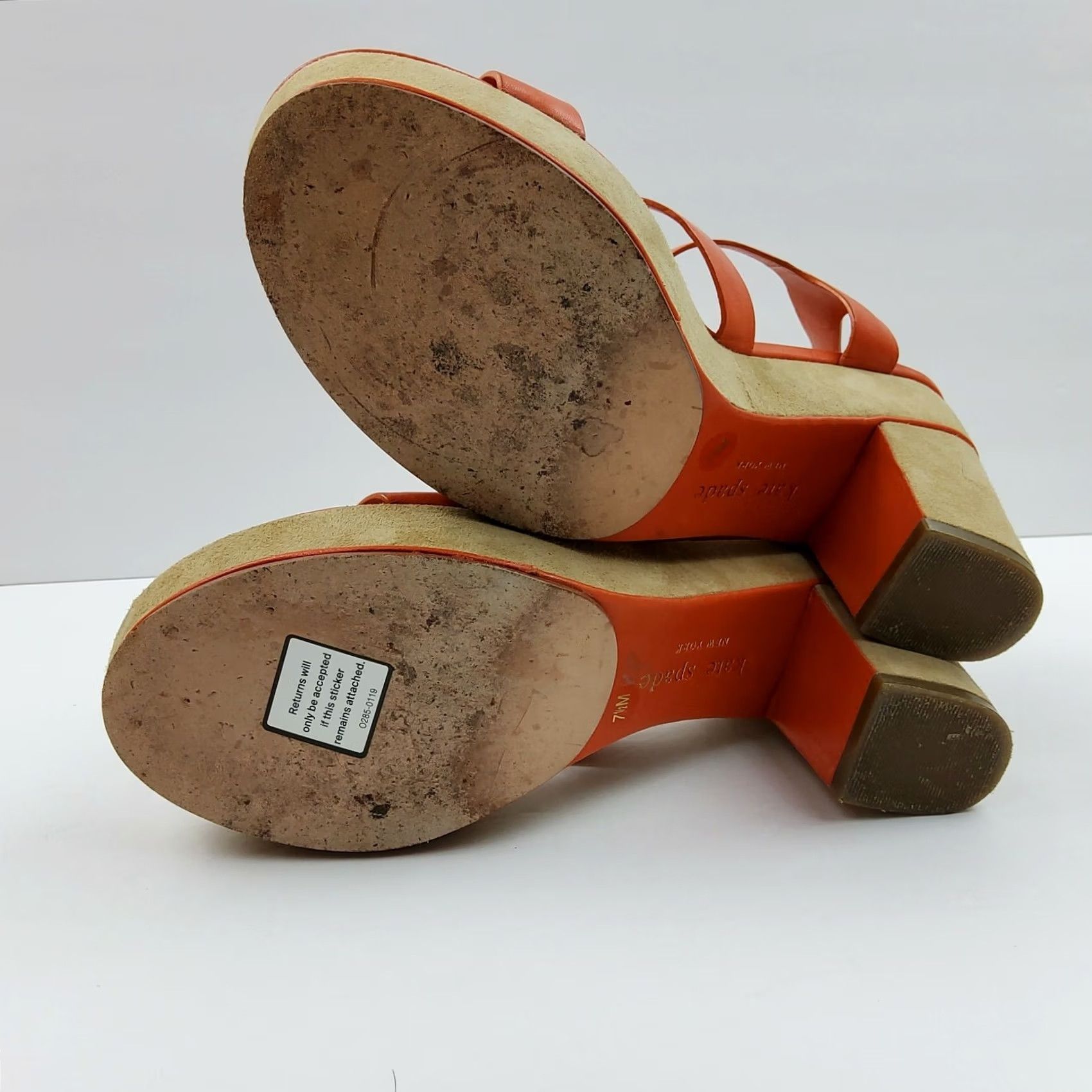 Vintage kate spade new york Leather Strappy Block Heels Sandals Orange Size 7.5 M Womens Size US 8 / IT 38 - 7 Thumbnail