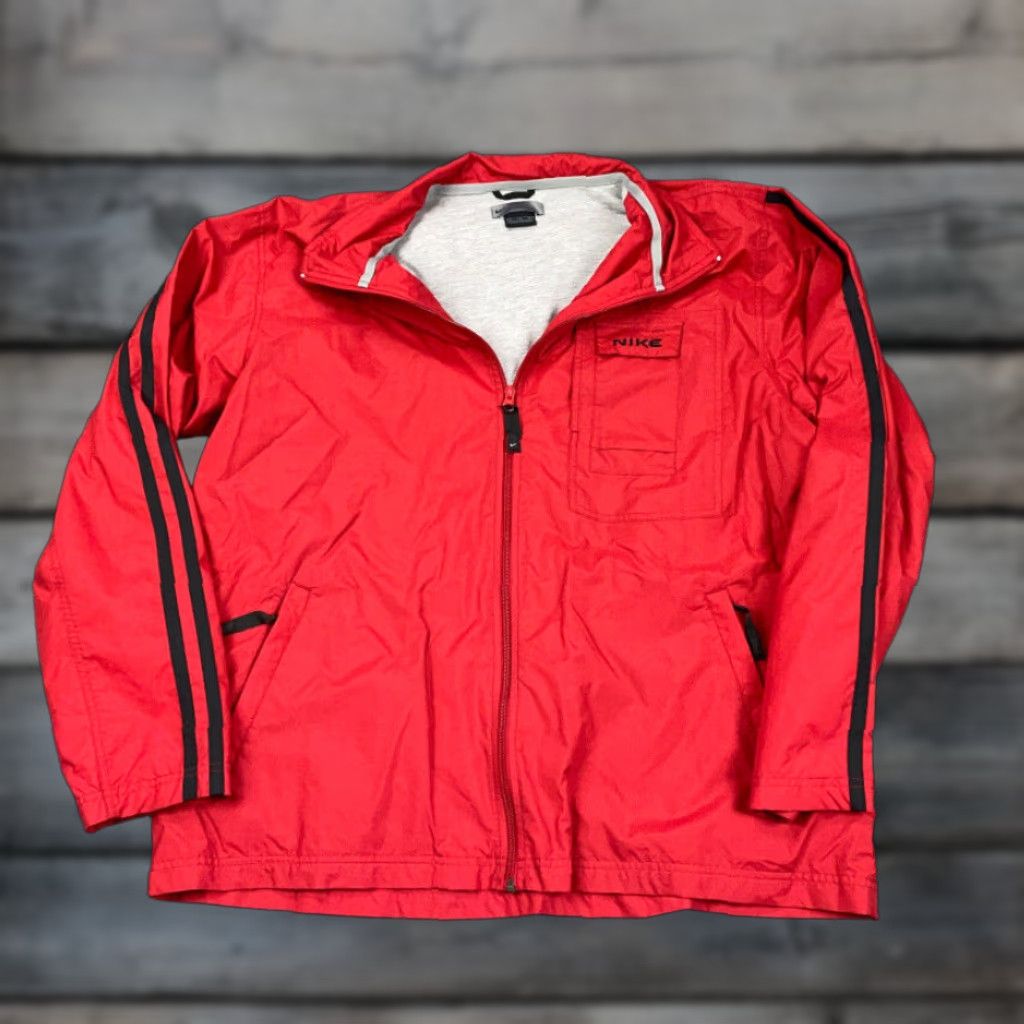 Nike VNTG Nike Windbreaker Jacket Adult XL Red Embroidered Zip Lined Nylon Polyester 90s Streetwear Men's Size US XL / EU 56 / 4 - 1 Thumbnail