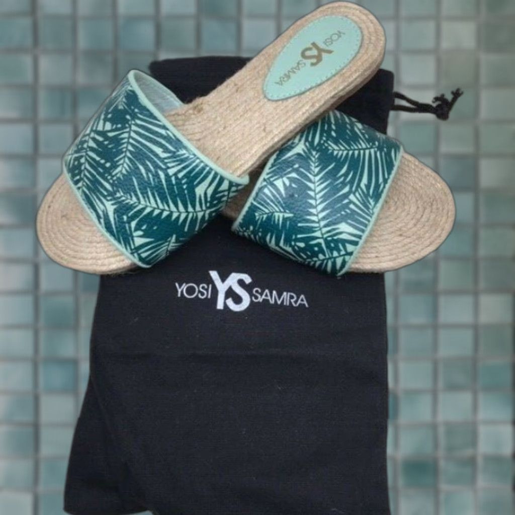 Vintage Yosi Samra Sandals Women's Size 6 Green/Blue Floral Slip-On Casual Party/Cocktail Womens Size US 6 / IT 36 - 1 Thumbnail