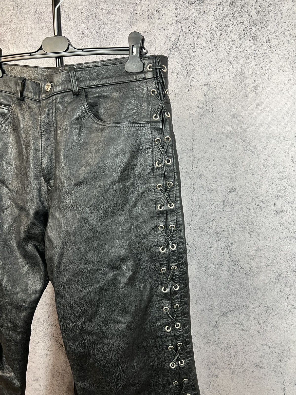 Vintage Real Leather Bikers Pants Motorcycle Y2K
