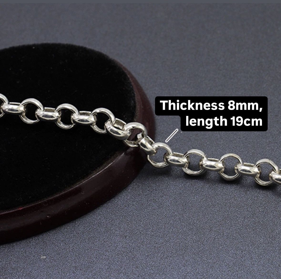 Vintage 925 chain 8mm thick smooth circle ring O-shaped pearl chain Size ONE SIZE - 3 Thumbnail