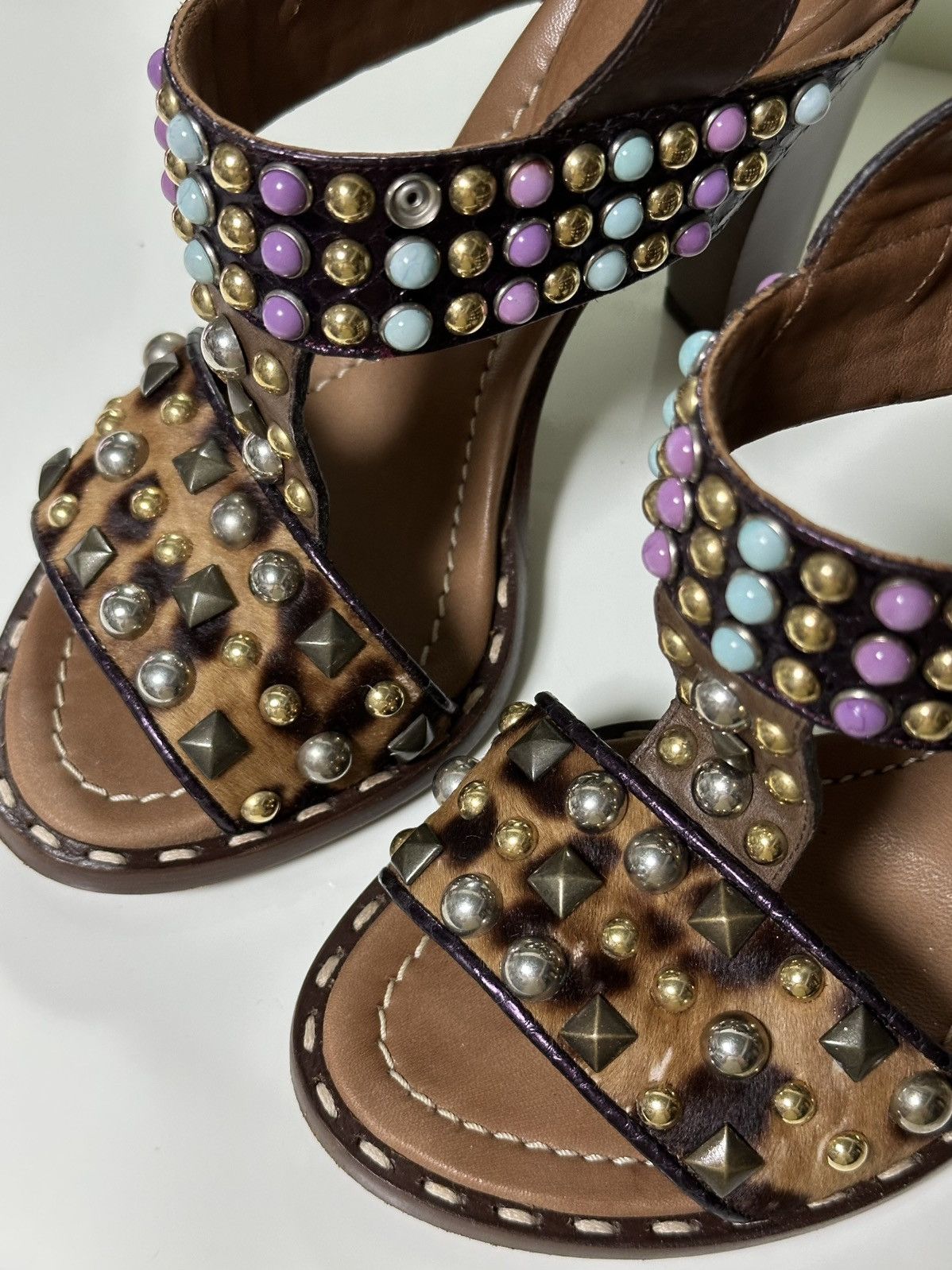 Dolce & Gabbana DOLCE&GABBANA Stud Leather Slingback Sandals Size US 5.5 / IT 35.5 - 5 Thumbnail
