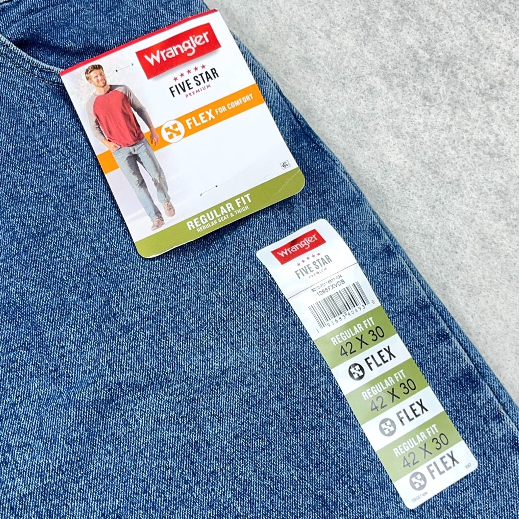 Wrangler Wrangler Jeans Men 42x30 Regular Straight Medium Wash Five Star Denim NEW Jeans Wrangler Size US 42 / EU 58 - 4 Thumbnail