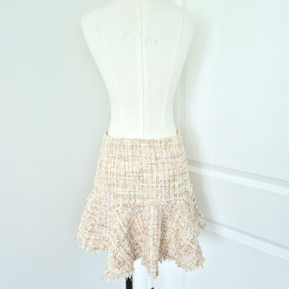 LPA 595 Tweed Ruffle Hem Skirt Fall Party Pastel Sexy Spring