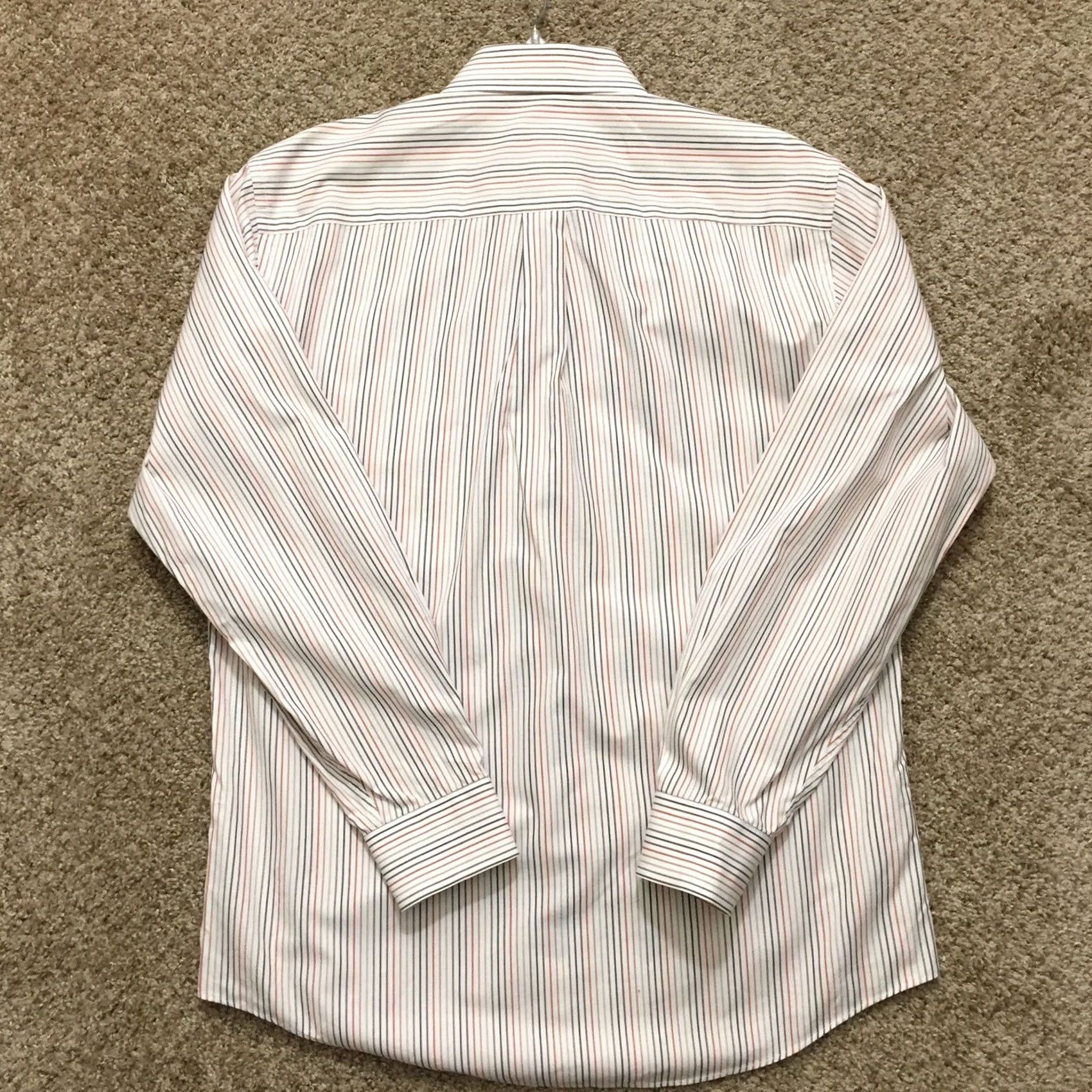 Jos. A. Bank Jos. A. Bank Shirt Mens Medium White Orange Striped Long Sleeve Button Up Size US M / EU 48-50 / 2 - 6 Thumbnail