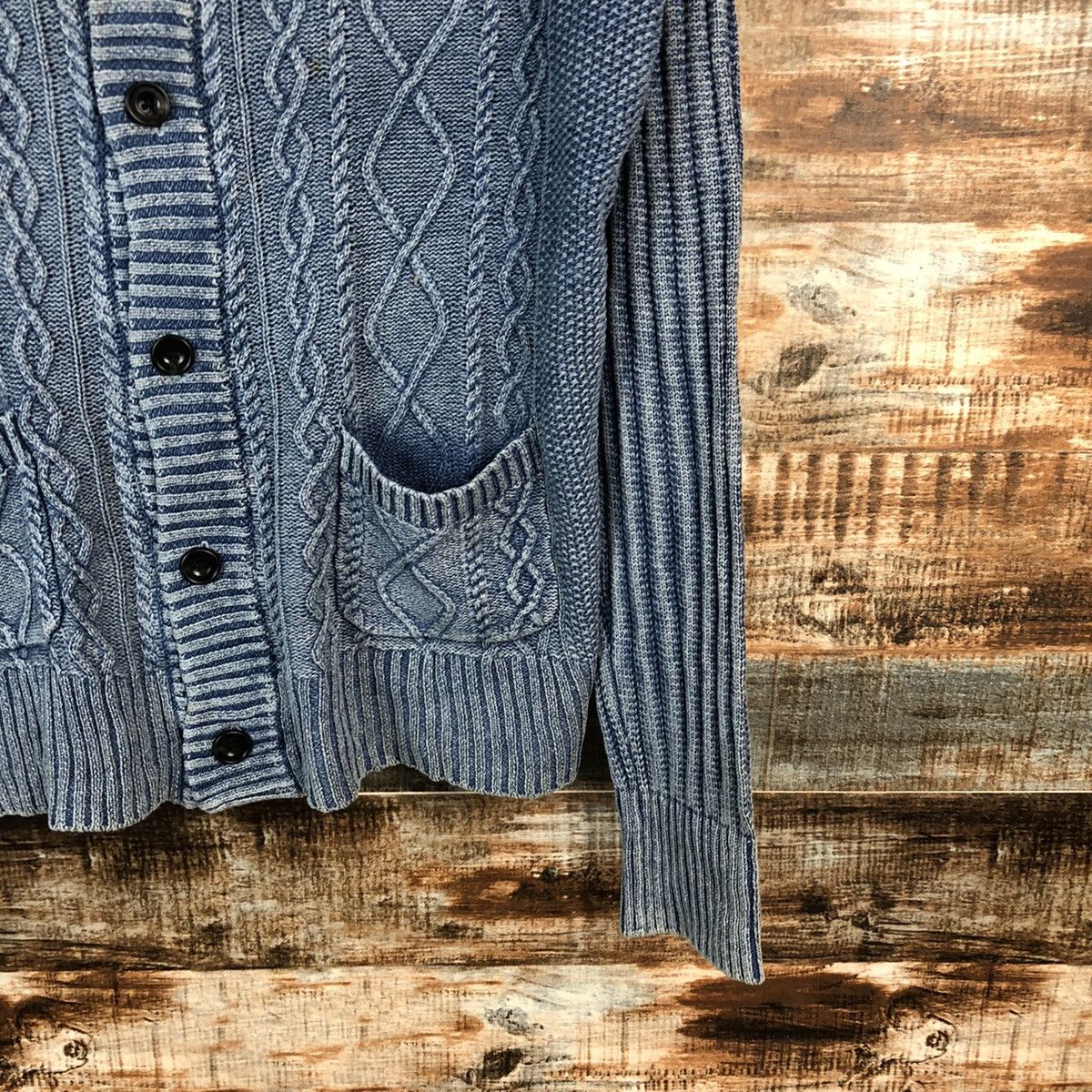 Faded Glory D Semantic Design faded Blue Cardigan Knitwear #A2250 Size US XL / EU 56 / 4 - 8 Thumbnail