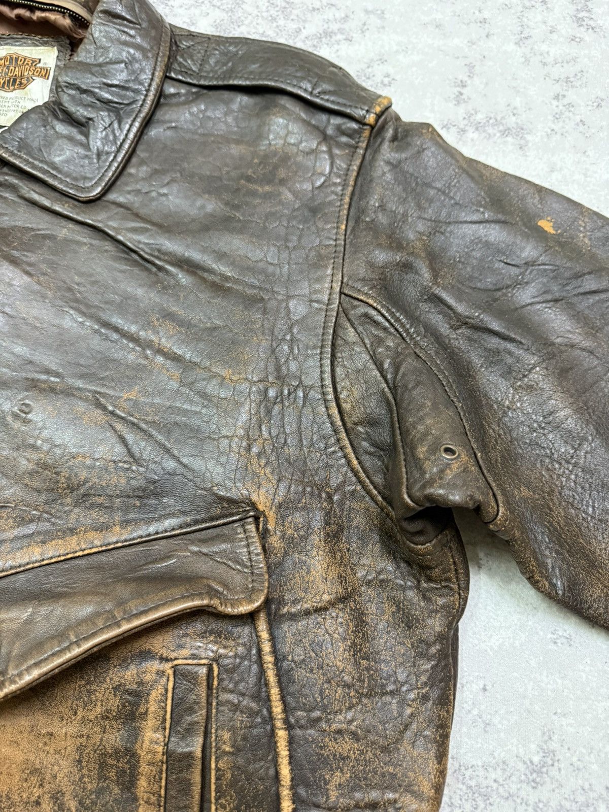 Harley Davidson Vintage Harley Davidson Brown Leather Bomber Jacket Size US XXL / EU 58 / 5 - 8 Thumbnail