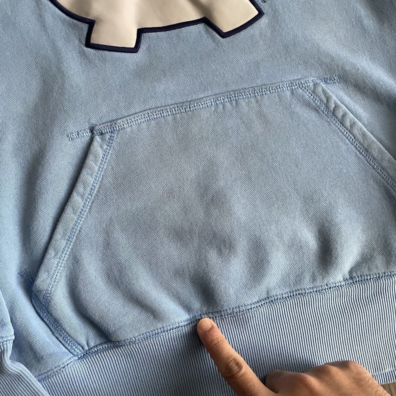 Nike × Vintage Nike UNC Center Swoosh Hoodie Size S Embroidered Baby Blue Size US S / EU 44-46 / 1 - 2 Thumbnail