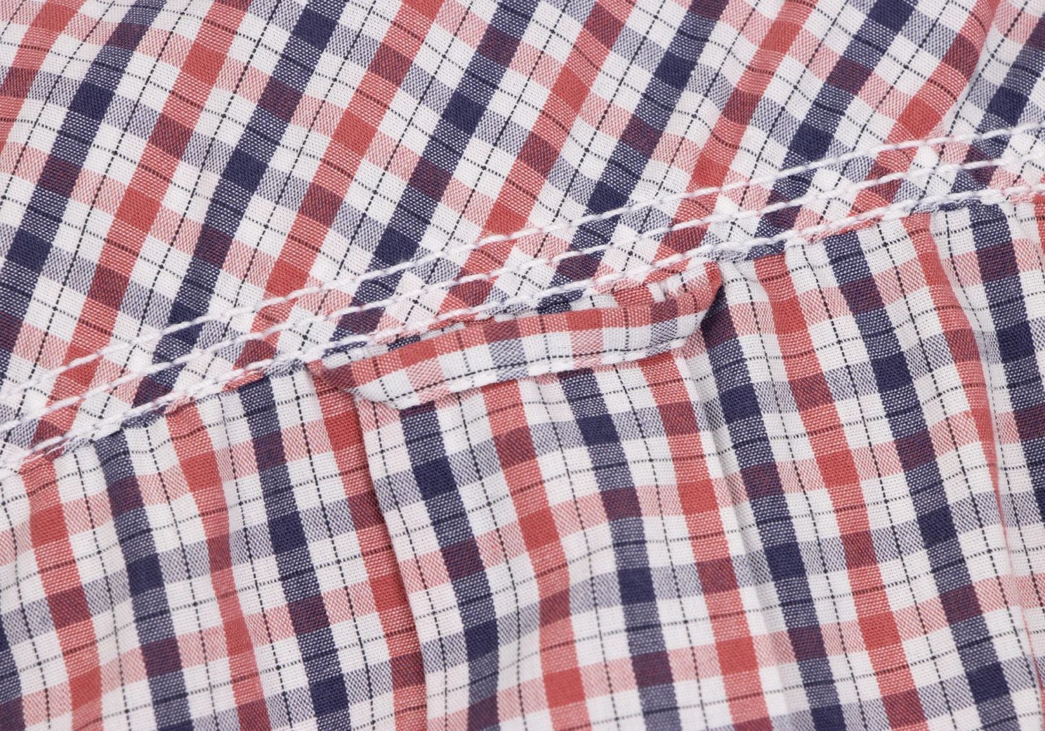 Junya Watanabe Zipper Pocket Puckering Check Short Sleeve Shirt Navy Red Size US S / EU 44-46 / 1 - 14 Thumbnail