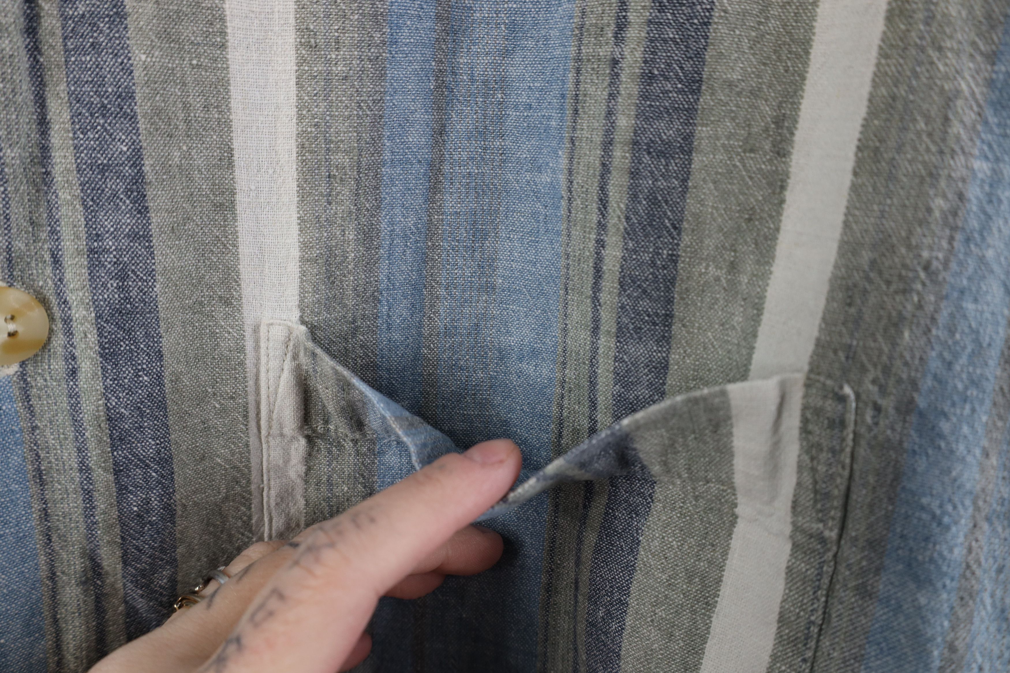 Vintage Vintage 90s Streetwear Linen Blend Band Collar Button Shirt Size US XL / EU 56 / 4 - 4 Thumbnail