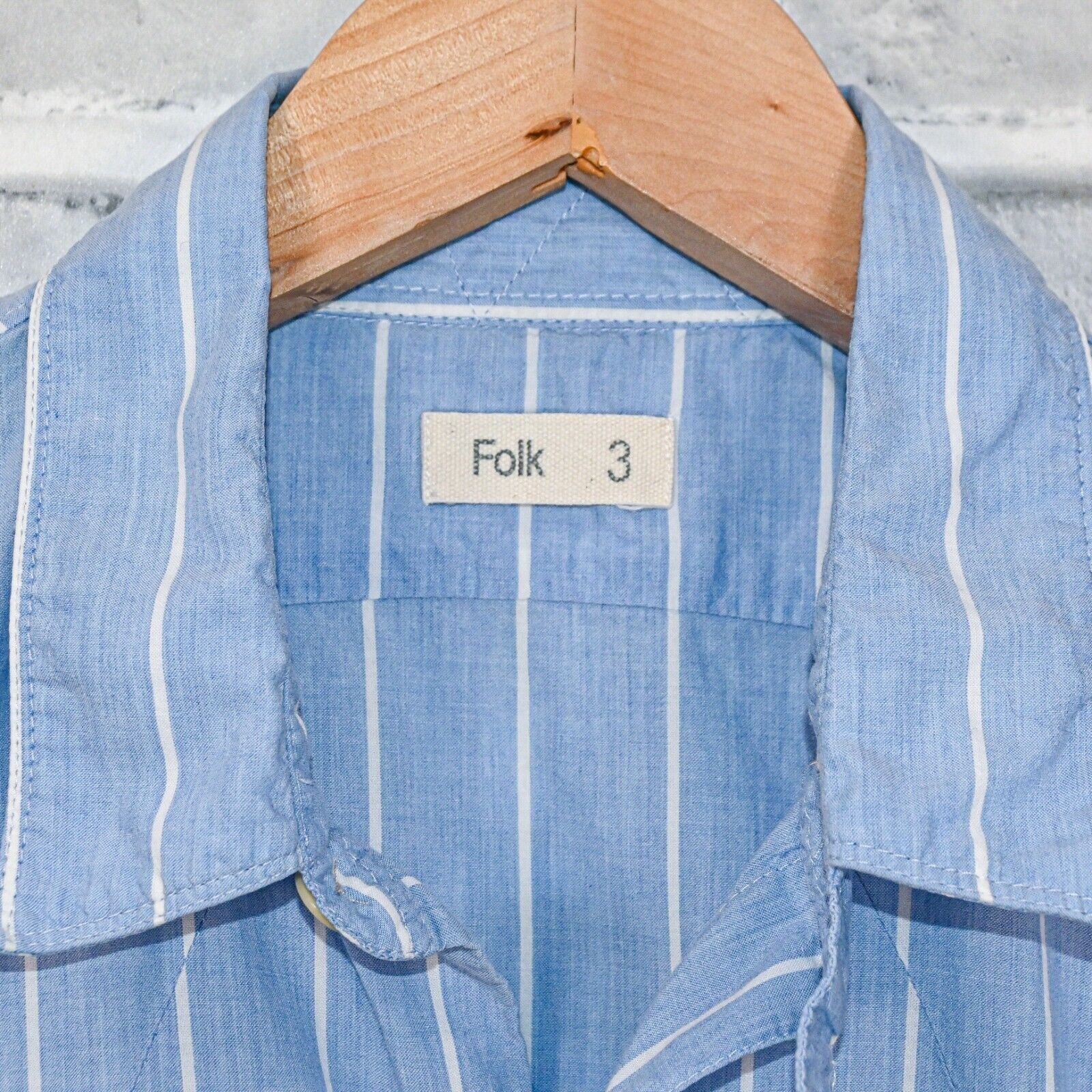 Folk FOLK Clothing tab collar Button up shirt blue striped Size L / US 10 / IT 46 - 2 Thumbnail