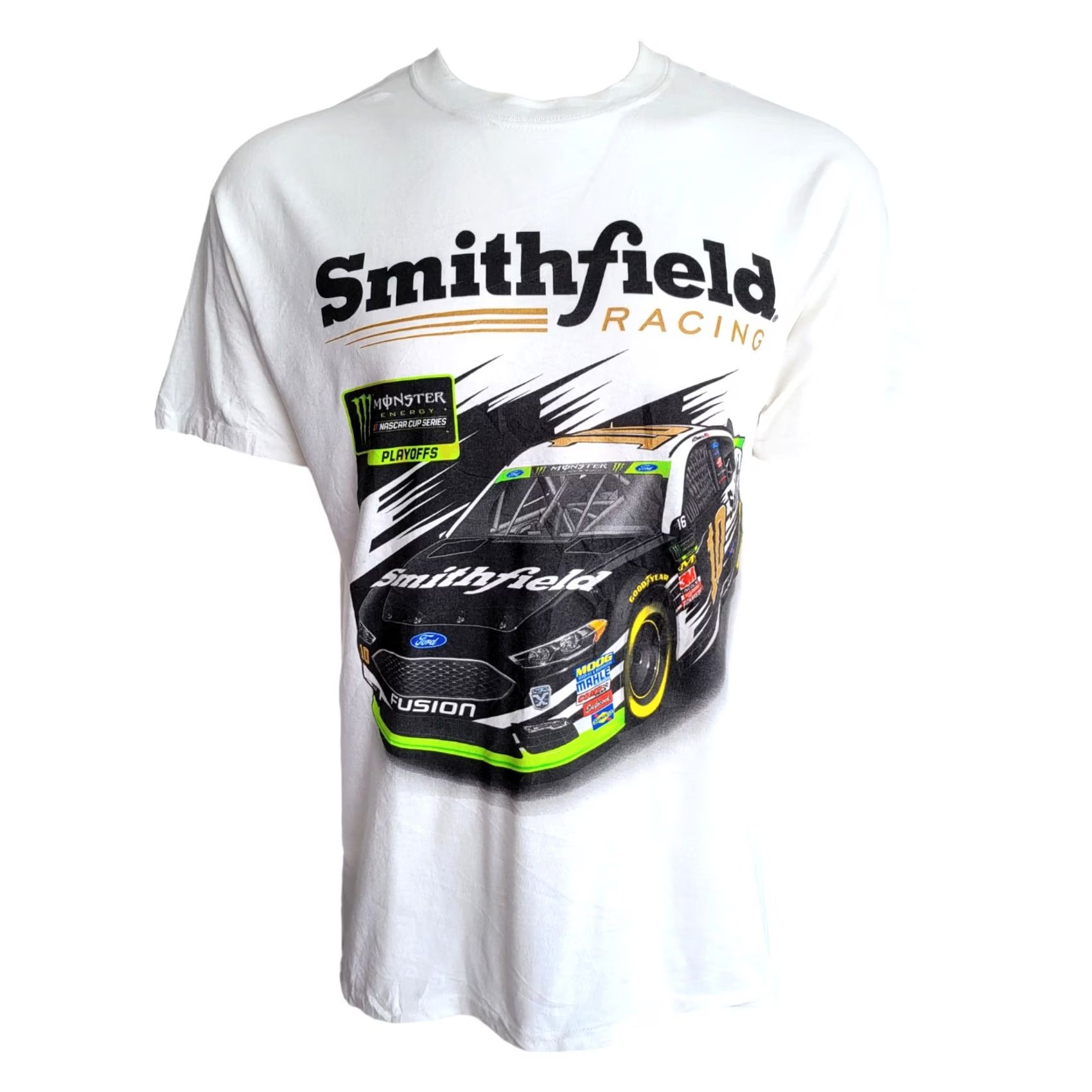 NASCAR VINTAGE Smithfield Racing NASCAR Employee Day T-Shirt 2018 Stewart-Haas Racing 100% Cotton White Large (L) Short Sleeve Crew Neck Mens Size US L / EU 52-54 / 3 - 8 Thumbnail