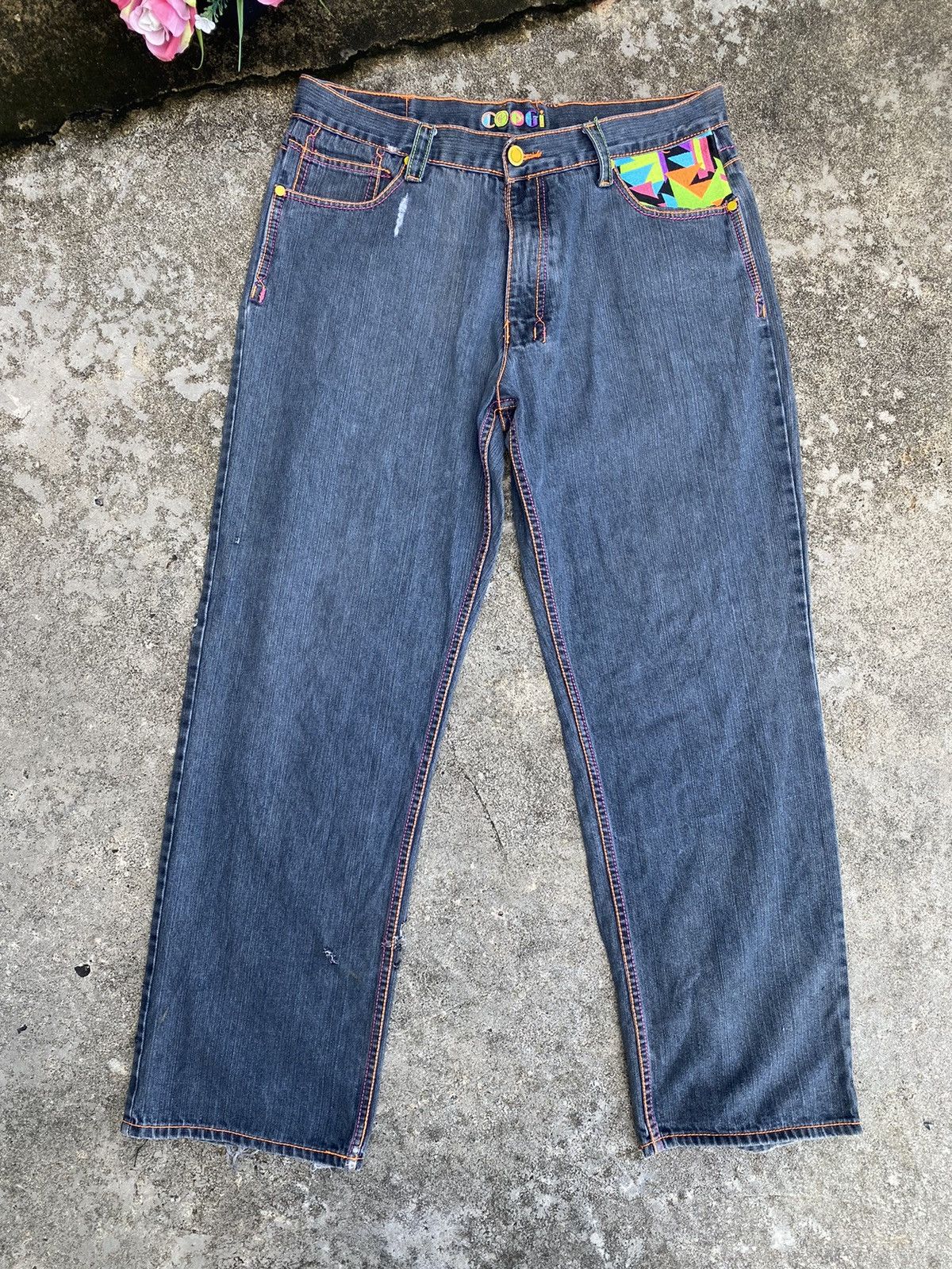 Coogi Vintage Y2K Coogi Colourful Embroidery Black Jeans Size US 37 - 7 Thumbnail